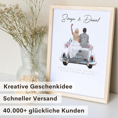 Hochzeitsgeschenk Geld Geldgeschenk Zur Hochzeit personalisiertes Bild für Brautpaar Geschenk (mit oder ohne Rahmen)