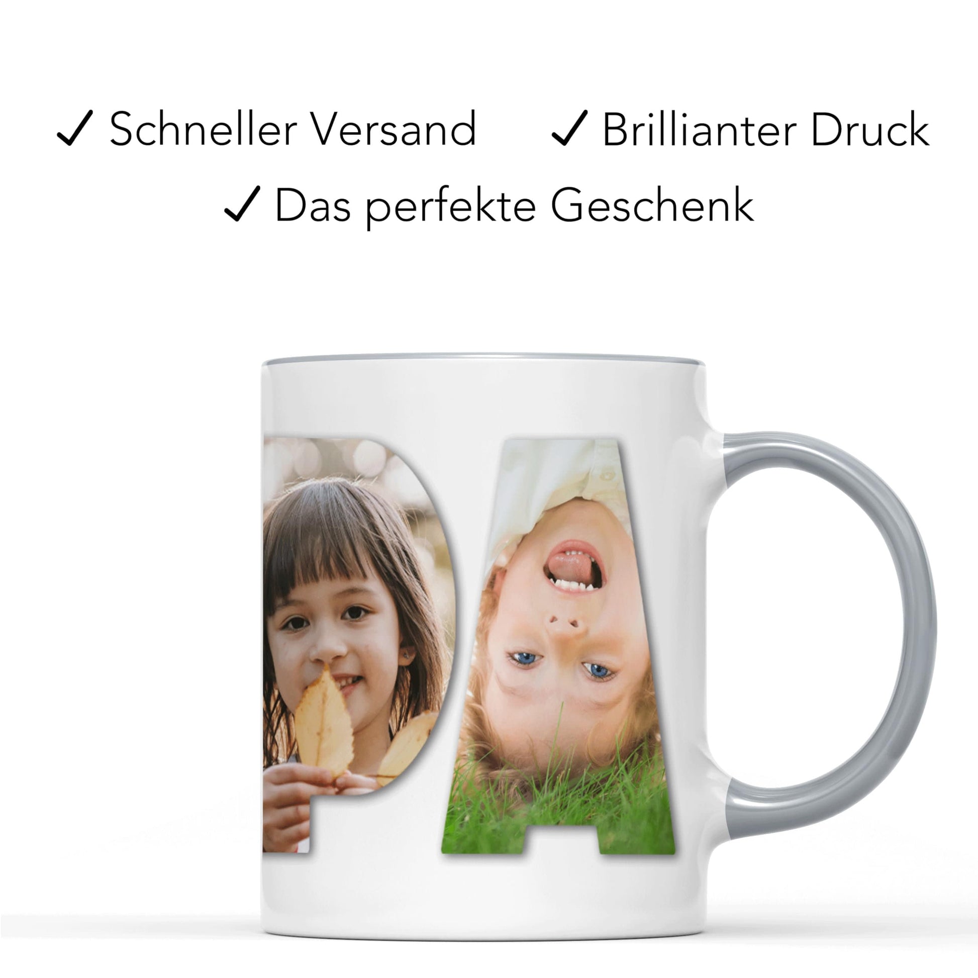 Papa Tasse personalisiert mit eigenem Bild Fototasse mit Fotos Fotogeschenk für Vater Geschenk Vatertag Kaffeetasse aus Keramik 330 ml