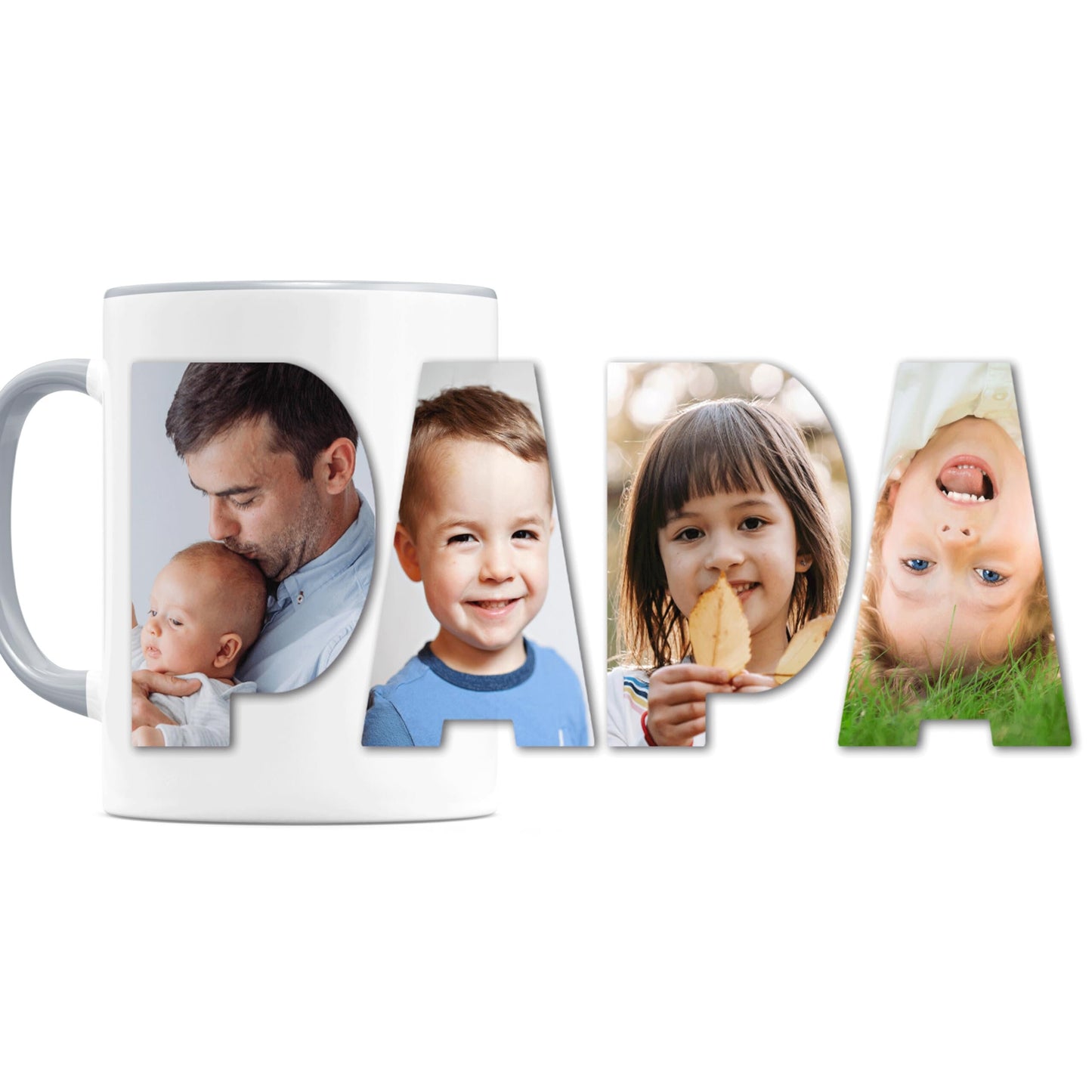 Papa Tasse personalisiert mit eigenem Bild Fototasse mit Fotos Fotogeschenk für Vater Geschenk Vatertag Kaffeetasse aus Keramik 330 ml