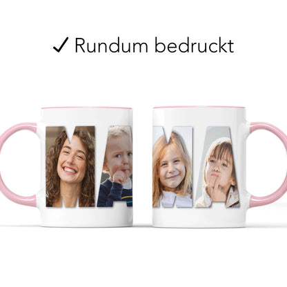 Mama Geschenk Tasse personalisierte Fototasse mit Fotos Fotogeschenk für Mutter Muttertagsgeschenk Kaffeetasse aus Keramik 330 ml