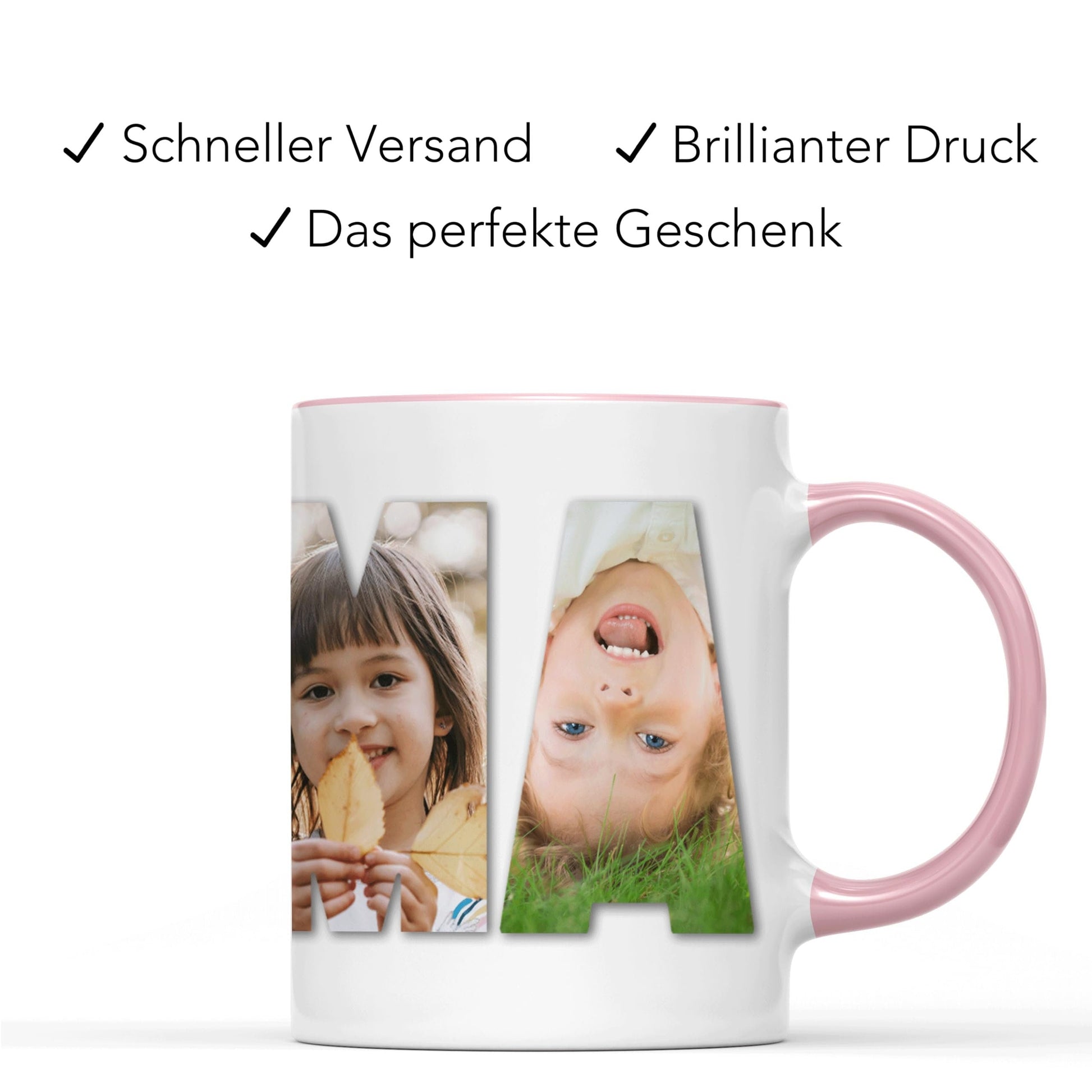 Mama Geschenk Tasse personalisierte Fototasse mit Fotos Fotogeschenk für Mutter Muttertagsgeschenk Kaffeetasse aus Keramik 330 ml