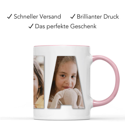 Oma Geschenk Tasse personalisierte Tasse mit Fotos Fototasse Fotogeschenk für Großmutter Geschenk Muttertag Kaffeetasse aus Keramik 330 ml
