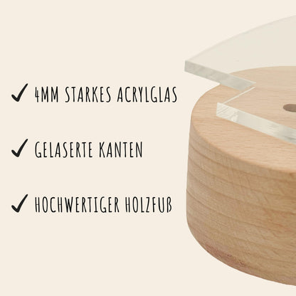 Nachtlicht personalisiert für Kinder & Baby Flamingo Babyzimmer Deko Kinderzimmer Nachtlampe Mädchen Jungen Inkl. Holzfuß und Netzteil