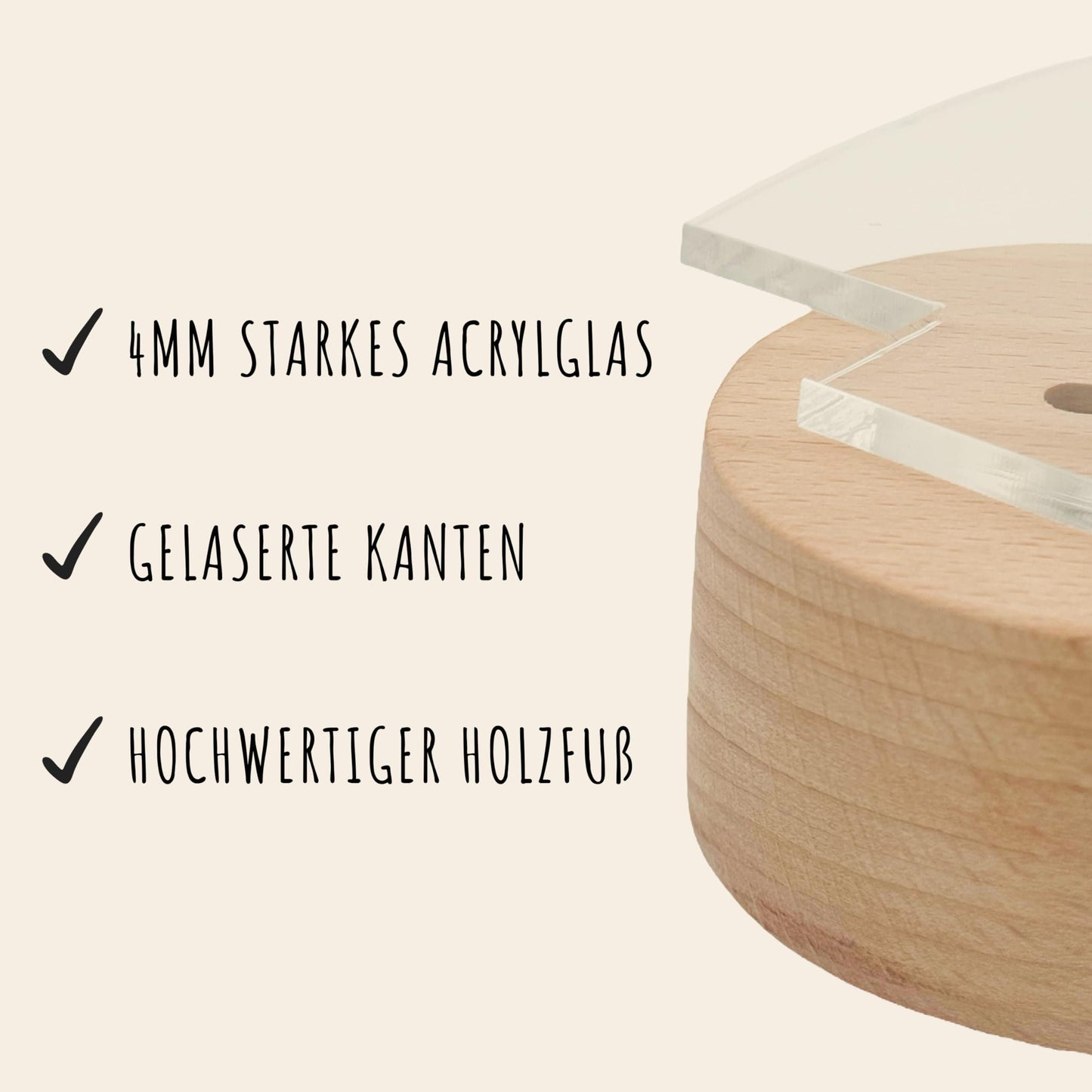 Nachtlicht personalisiert für Kinder & Baby Alpaka Babyzimmer Deko Kinderzimmer Nachtlampe Mädchen Jungen Inkl. Holzfuß und Netzteil