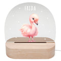 Nachtlicht personalisiert für Kinder & Baby Flamingo Babyzimmer Deko Kinderzimmer Nachtlampe Mädchen Jungen Inkl. Holzfuß und Netzteil