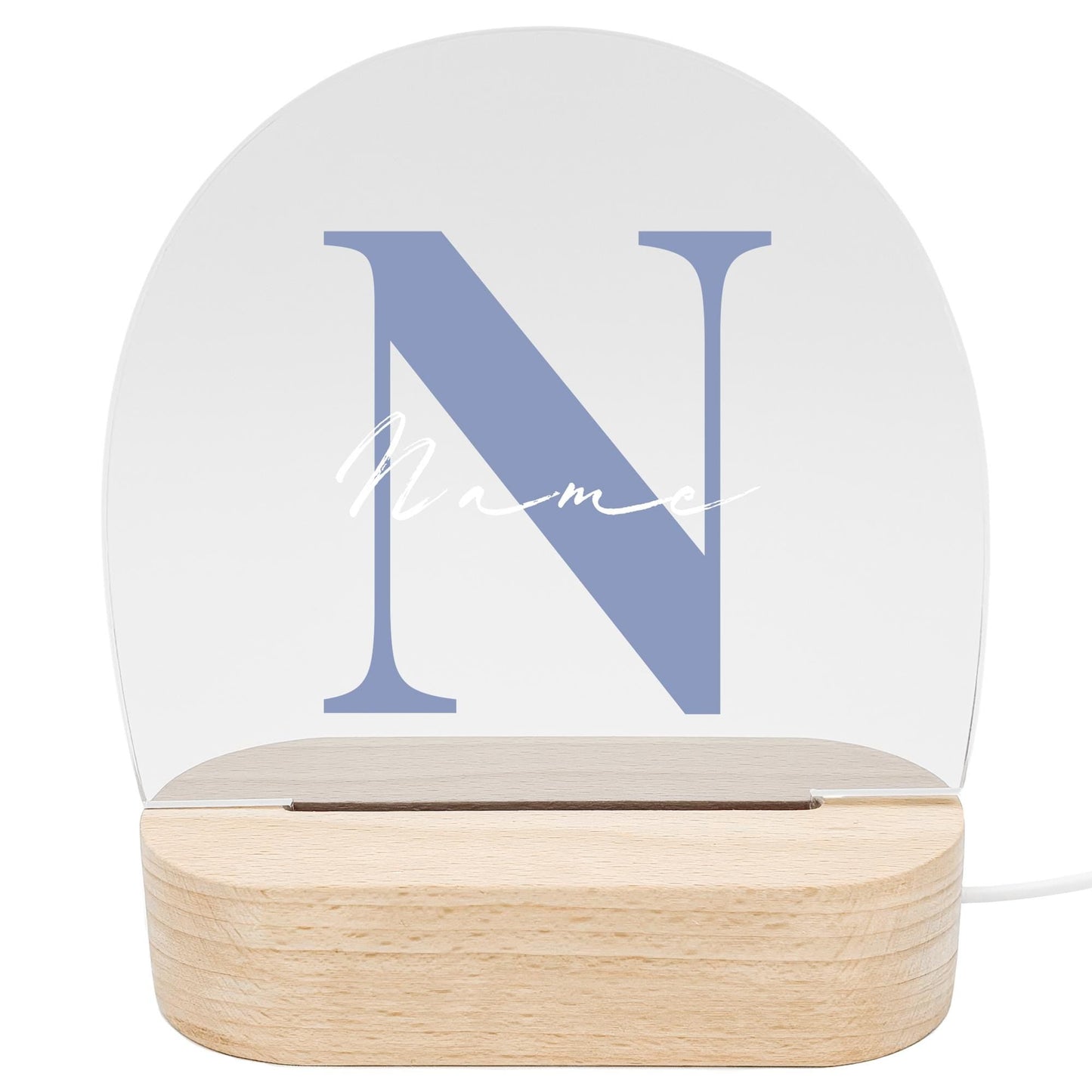 Buchstaben Nachtlicht Baby Kinder personalisiert Babyzimmer Kinderzimmer Nachtlampe Geschenk Geburt Inkl. Holzfuß & Netzteil (Blau)