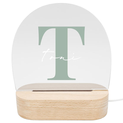 Buchstaben Nachtlicht Baby Kinder personalisiert Babyzimmer Kinderzimmer Nachtlampe Geschenk Geburt Inkl. Holzfuß & Netzteil (Grün)
