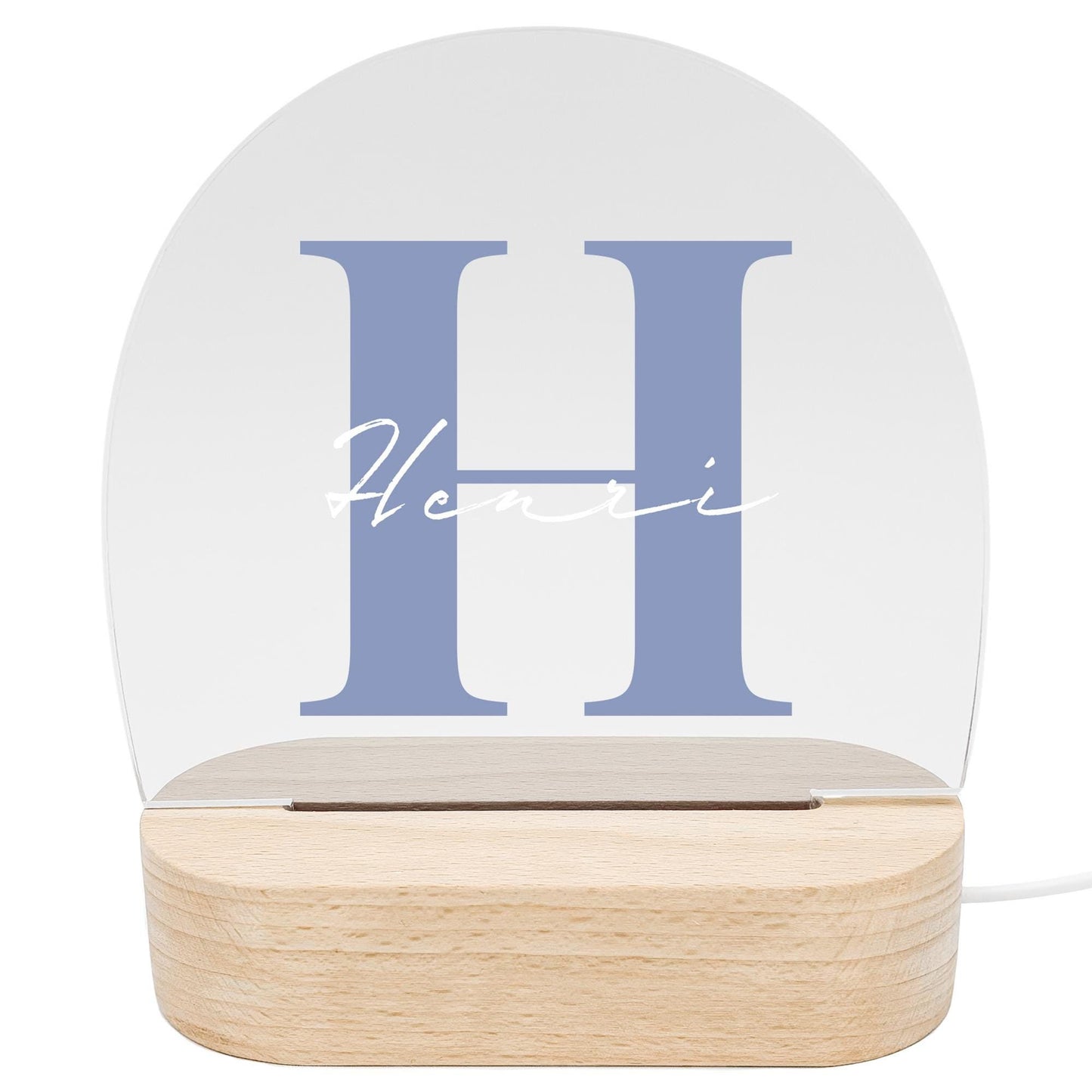 Buchstaben Nachtlicht Baby Kinder personalisiert Babyzimmer Kinderzimmer Nachtlampe Geschenk Geburt Inkl. Holzfuß & Netzteil (Blau)