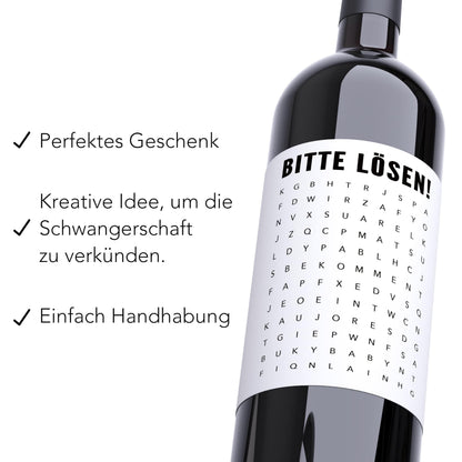 Schwangerschaft Verkünden Wir Bekommen Ein Baby Weinetikett Flaschenetikett Wörterrätsel Wein Geschenk | 2 Stück | 10x12 cm