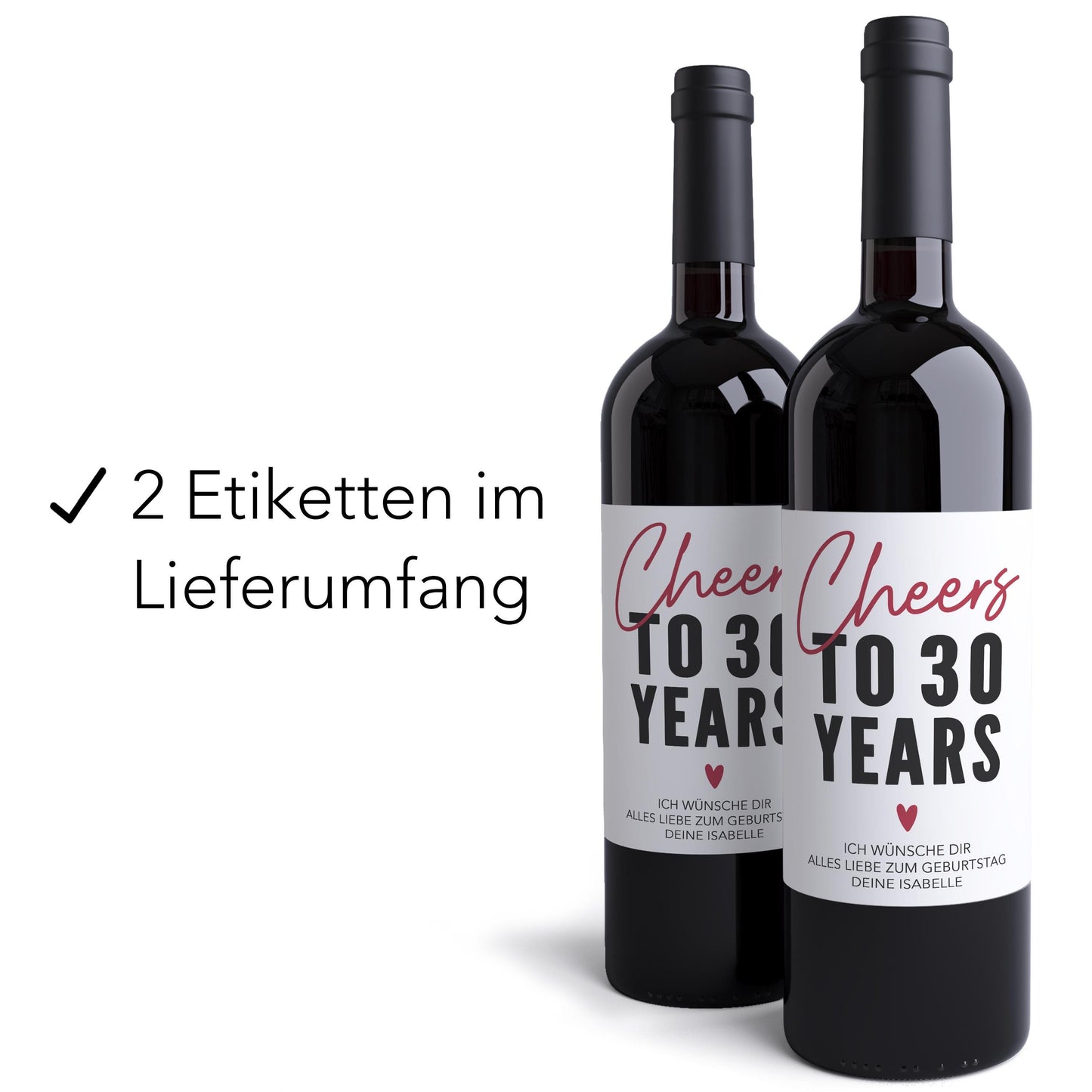 30. Geburtstag Weinetiketten personalisierte Flaschenetiketten Geburtstagsgeschenk Geschenk Wein Etiketten selbstklebend 2 Stück | 10x12 cm