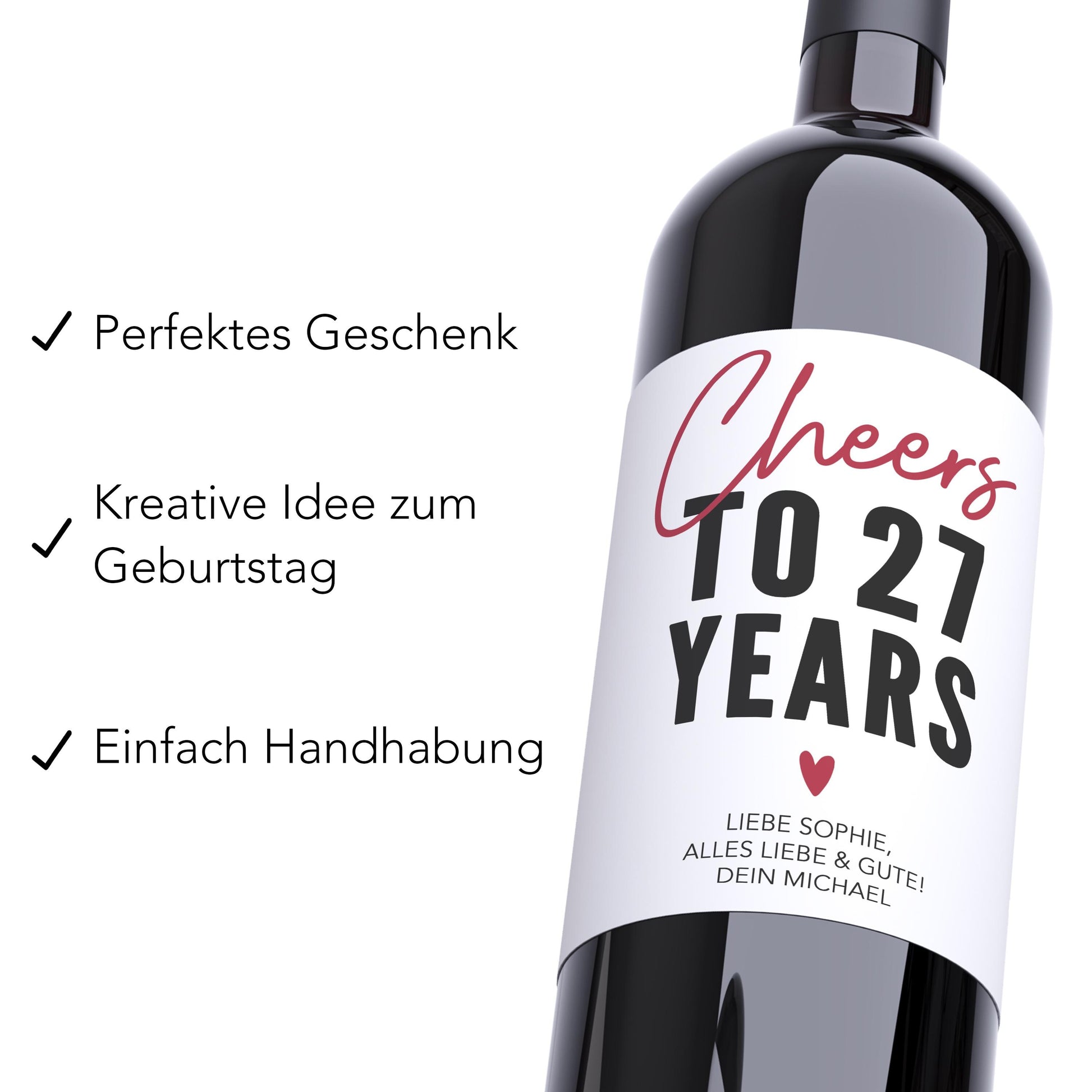 Geburtstag Weinetiketten personalisierte Flaschenetiketten Geburtstagsgeschenk Geschenk Wein Etiketten selbstklebend 2 Stück | 10x12 cm