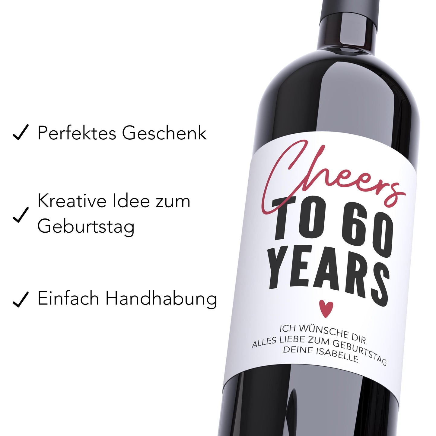 60. Geburtstag Weinetiketten personalisierte Flaschenetiketten Geburtstagsgeschenk Geschenk Wein Etiketten selbstklebend 2 Stück | 10x12 cm