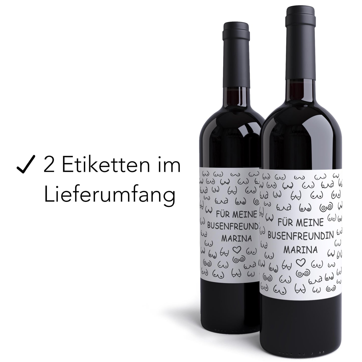 Busenfreundin Geschenk Flaschenetikett personalisiert Weinetiketten beste Freundin Geschenk Wein Etiketten selbstklebend 2 Stück | 10x12 cm