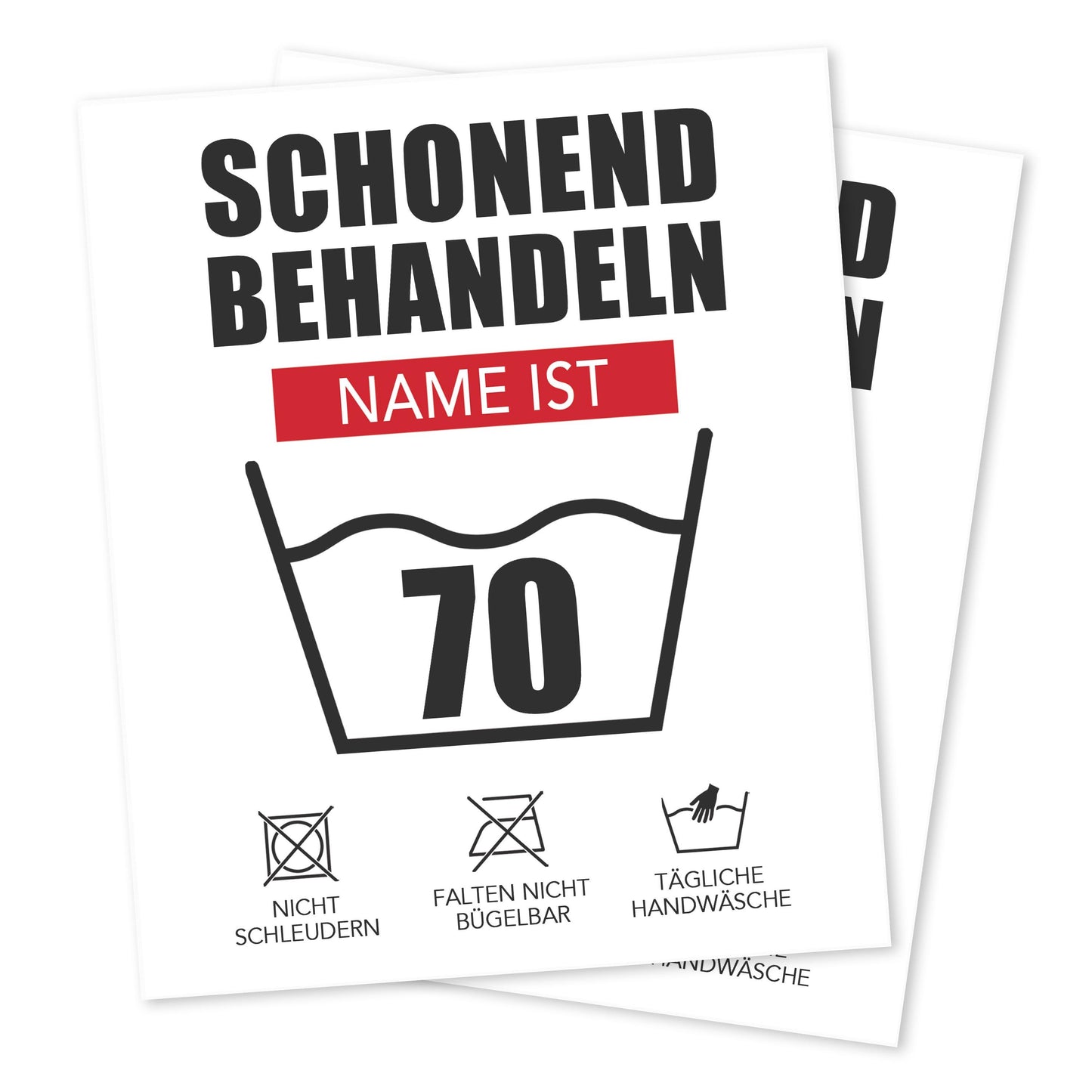 Schonend Behandeln 70. Geburtstag personalisierte Flaschenetiketten Geschenk Geburtstag Weinetiketten selbstklebend 2 Stück | 10x12 cm