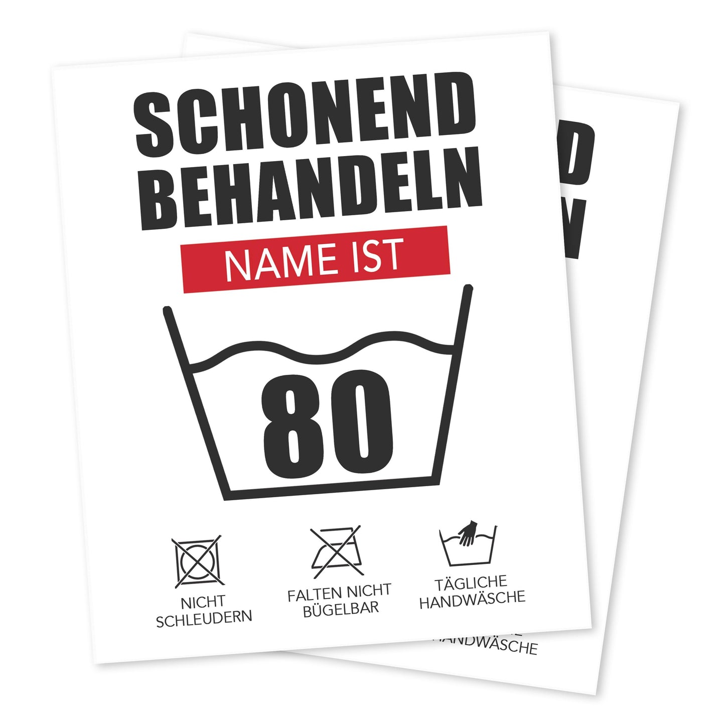 Schonend Behandeln 80. Geburtstag personalisierte Flaschenetiketten Geschenk Geburtstag Weinetiketten selbstklebend 2 Stück | 10x12 cm