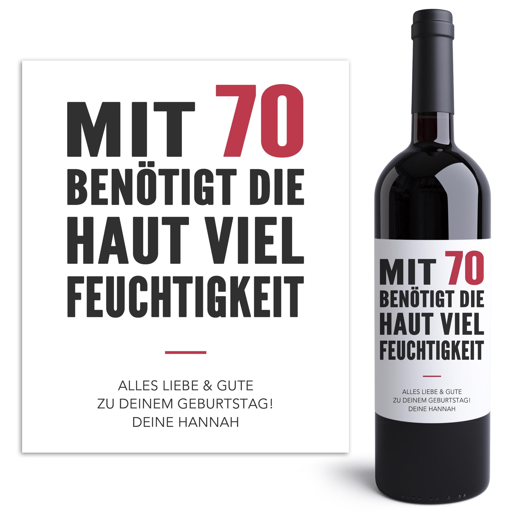 70. Geburtstag Weinetiketten personalisierte Flaschenetiketten Geburtstagsgeschenk Geschenk Wein Etiketten selbstklebend 2 Stück | 10x12 cm