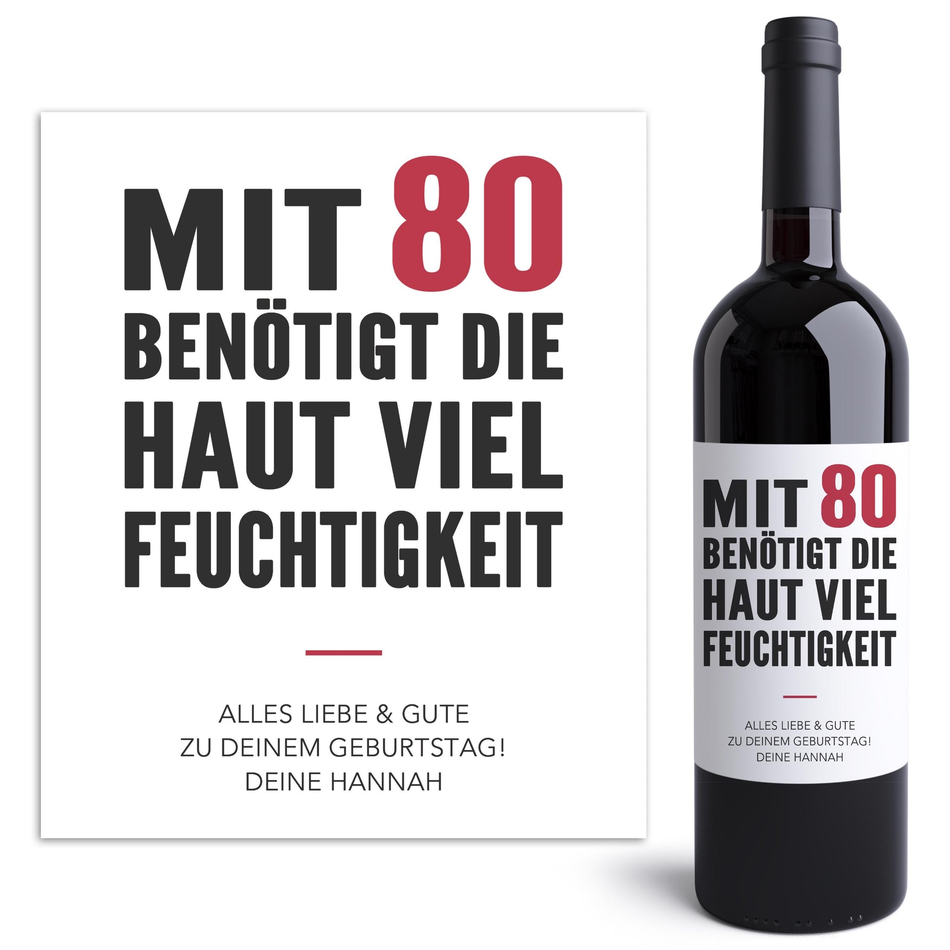 80. Geburtstag Weinetiketten personalisierte Flaschenetiketten Geburtstagsgeschenk Geschenk Wein Etiketten selbstklebend 2 Stück | 10x12 cm