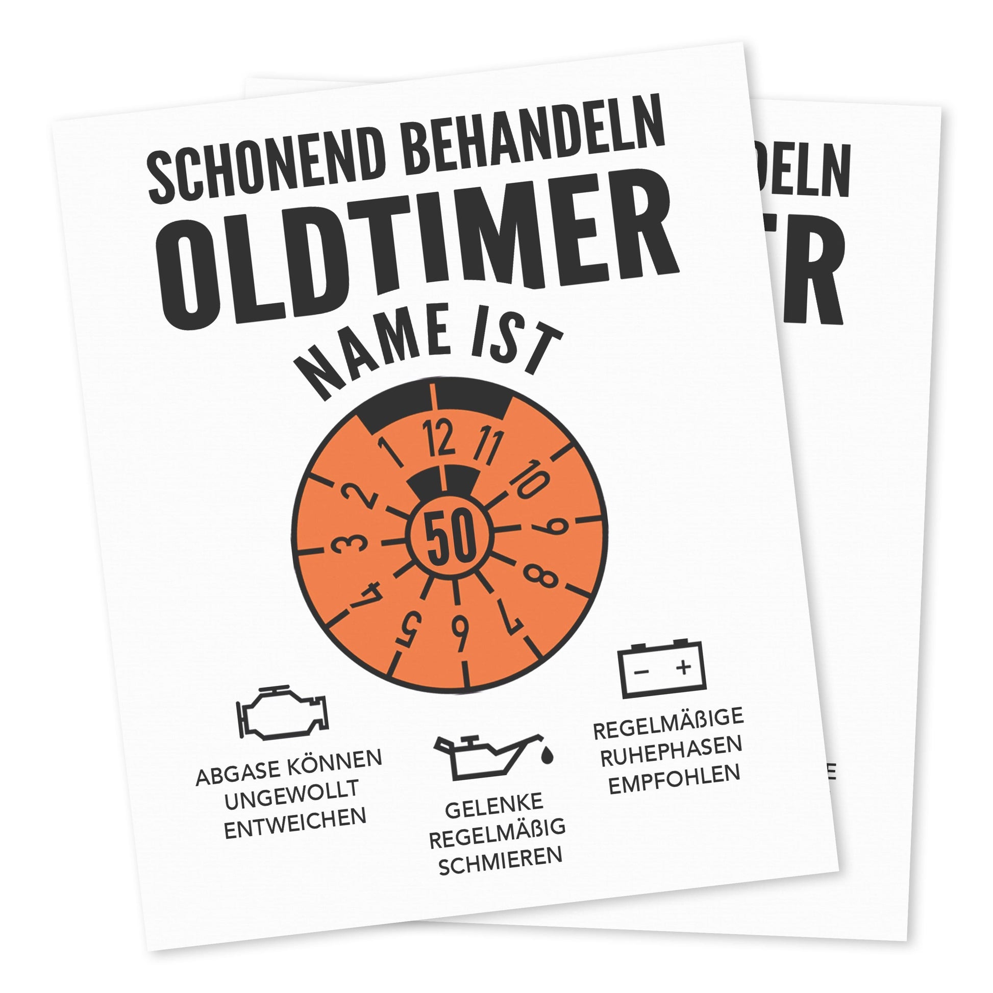 Oldtimer Schonend Behandeln 50. Geburtstag personalisierte Weinetiketten Geschenk Geburtstag Etiketten selbstklebend 2 Stück | 10x12 cm