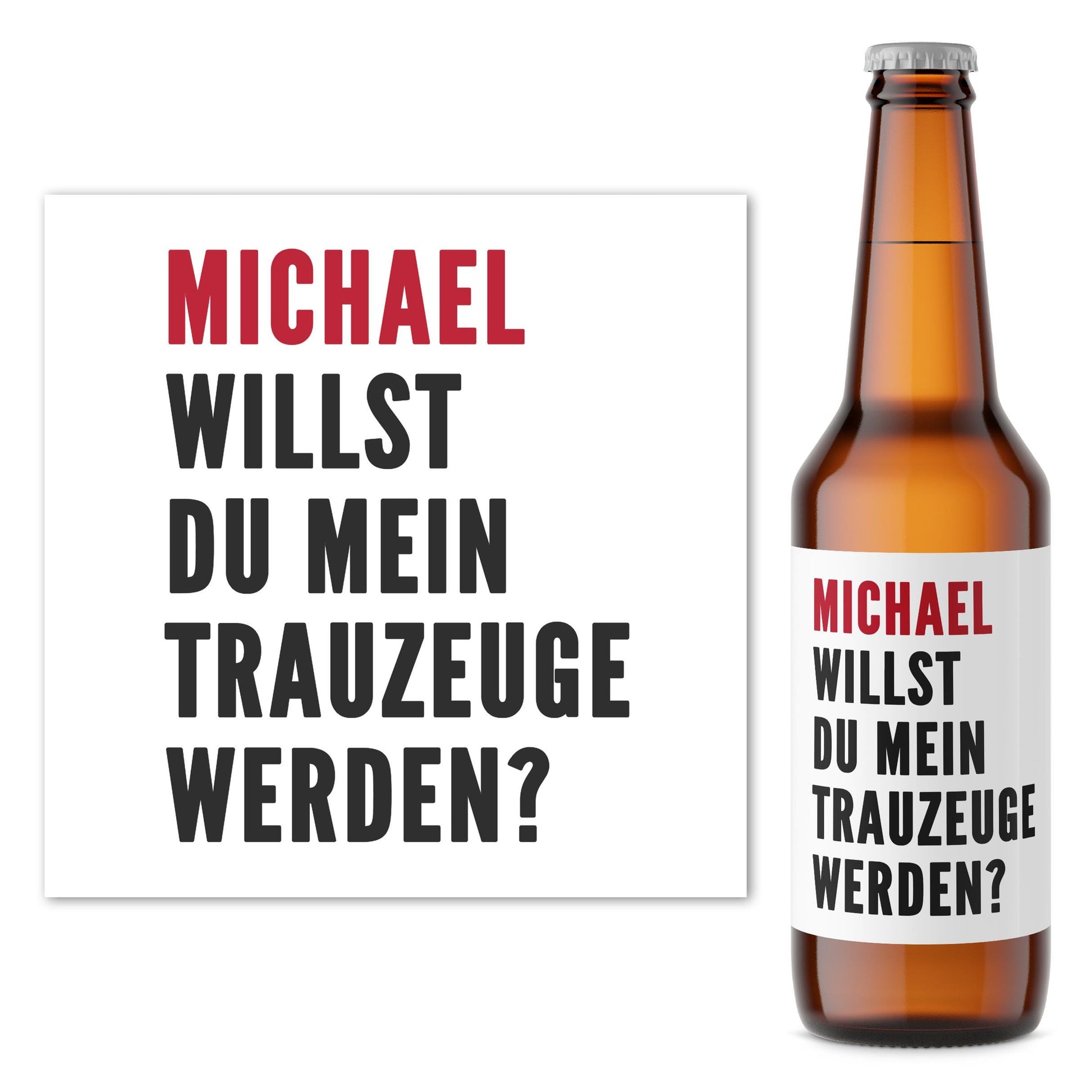 Willst du mein Trauzeuge sein personalisiert Bierflaschen Etikett Trauzeuge fragen Geschenk Etiketten selbstklebend 2 Stück | 9x9 cm