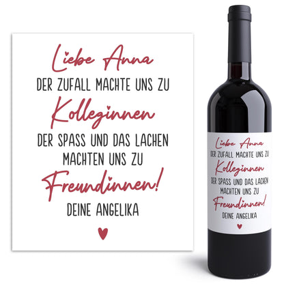 Der Zufall machte uns zu Kolleginnen Weinetiketten personalisiert Kollegin Abschied Jobwechsel Geschenk Etiketten 2 Stück | 10x12 cm