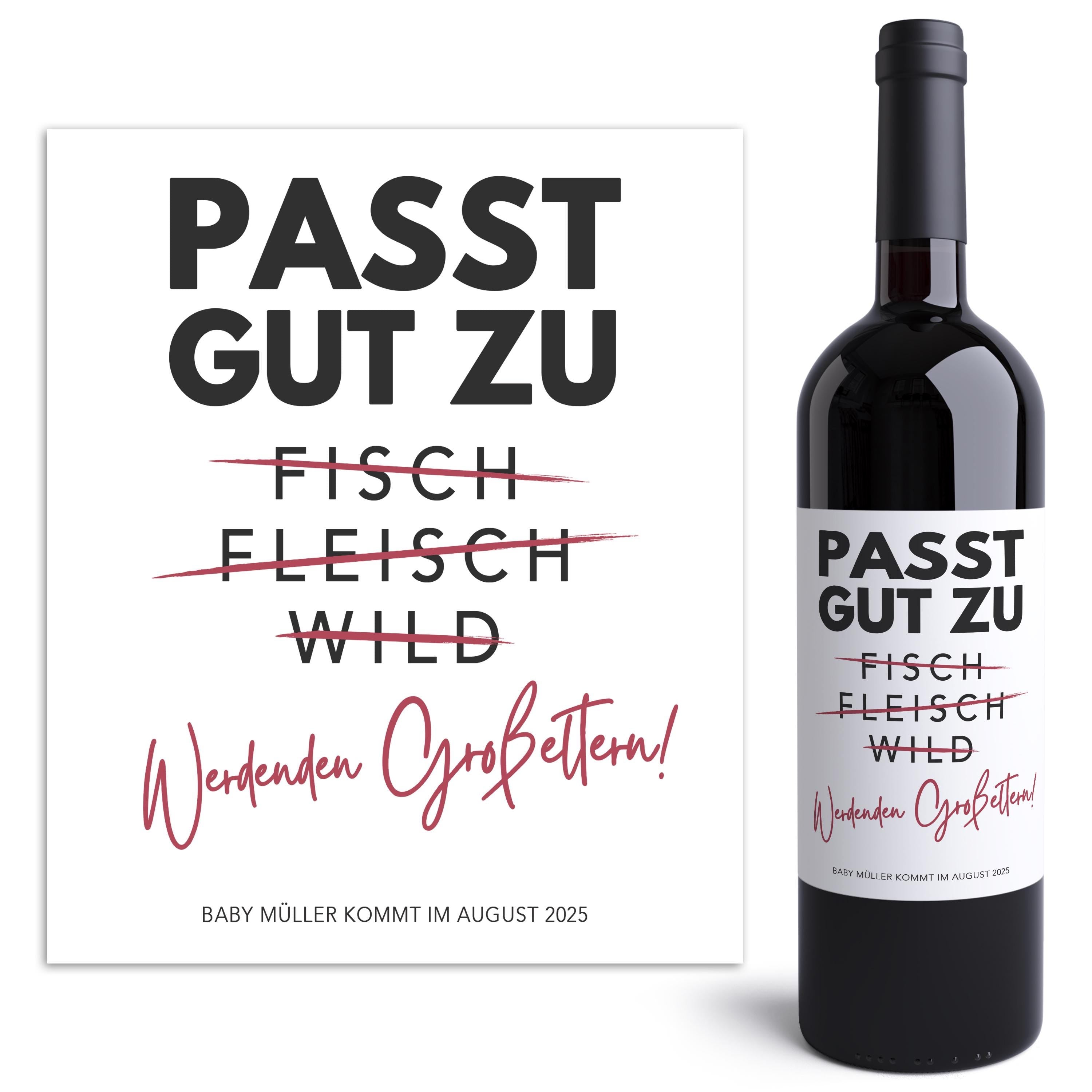 Holzkarten-Set Für Werdende Großeltern – 2 Stück Mit Umschlägen, Französische Gestaltung