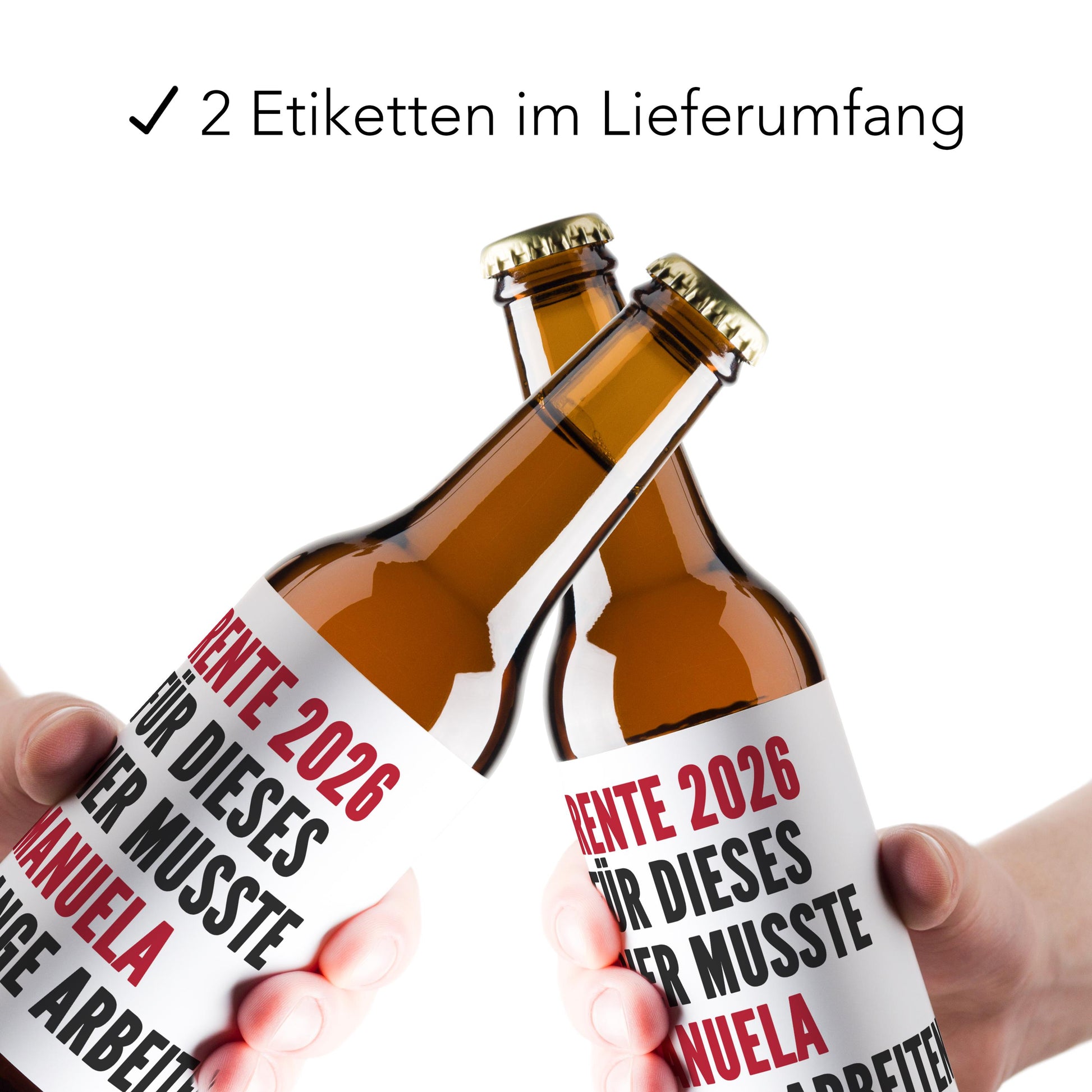 Rente Geschenk Mann Frau Bieretiketten personalisiert Flaschenetikett Bier Rentner Ruhestand selbstklebende Etiketten 2 Stück | 9x9 cm