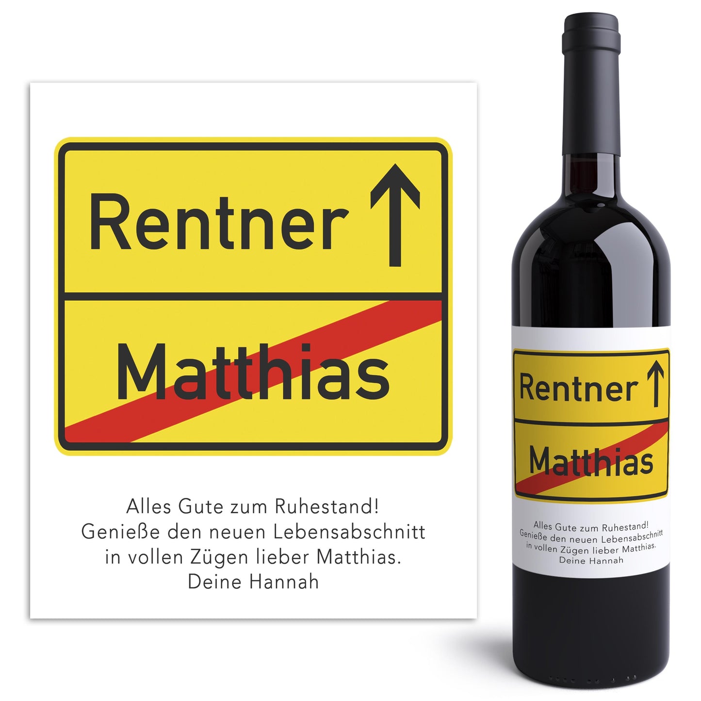 Rente Geschenk Mann Weinetiketten personalisiert Flaschenetikett Rentner Ruhestand selbstklebende Wein Etiketten 2 Stück | 10x12 cm