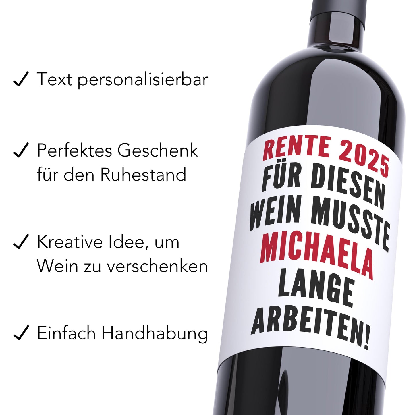 Rente Geschenk Mann Frau Weinetiketten personalisiert Flaschenetikett Bier Rentner Ruhestand selbstklebende Wein Etiketten 2 Stk. | 10x12 cm