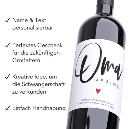 Ihr werdet Oma und Opa Flaschenetikett personalisiert Schwangerschaft verkünden Weinetiketten Etiketten selbstklebend 2 Stück | 10x12 cm