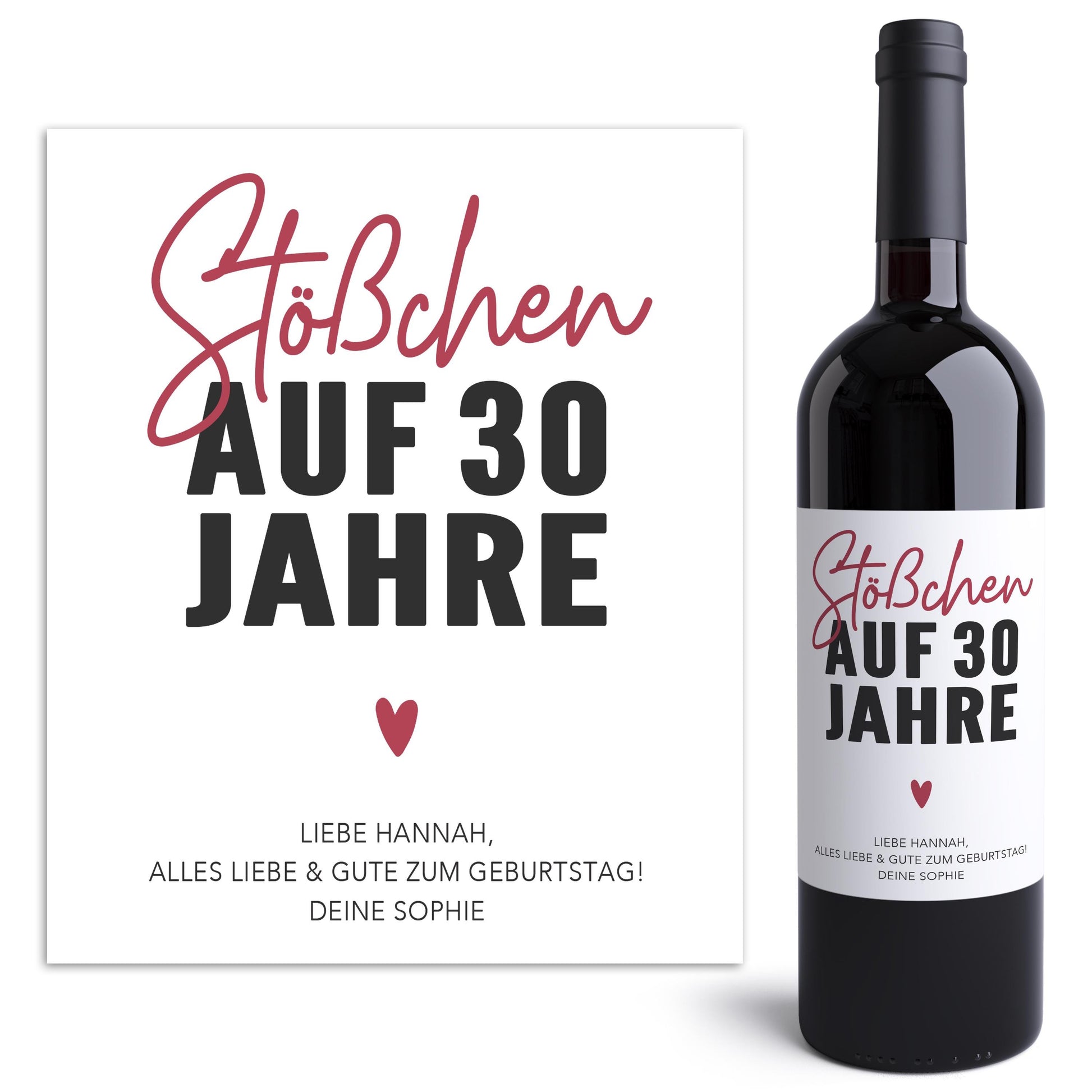 30. Geburtstag Frau Weinetiketten personalisierte Flaschenetiketten Geburtstagsgeschenk Geschenk Etiketten selbstklebend 2 Stück | 10x12 cm