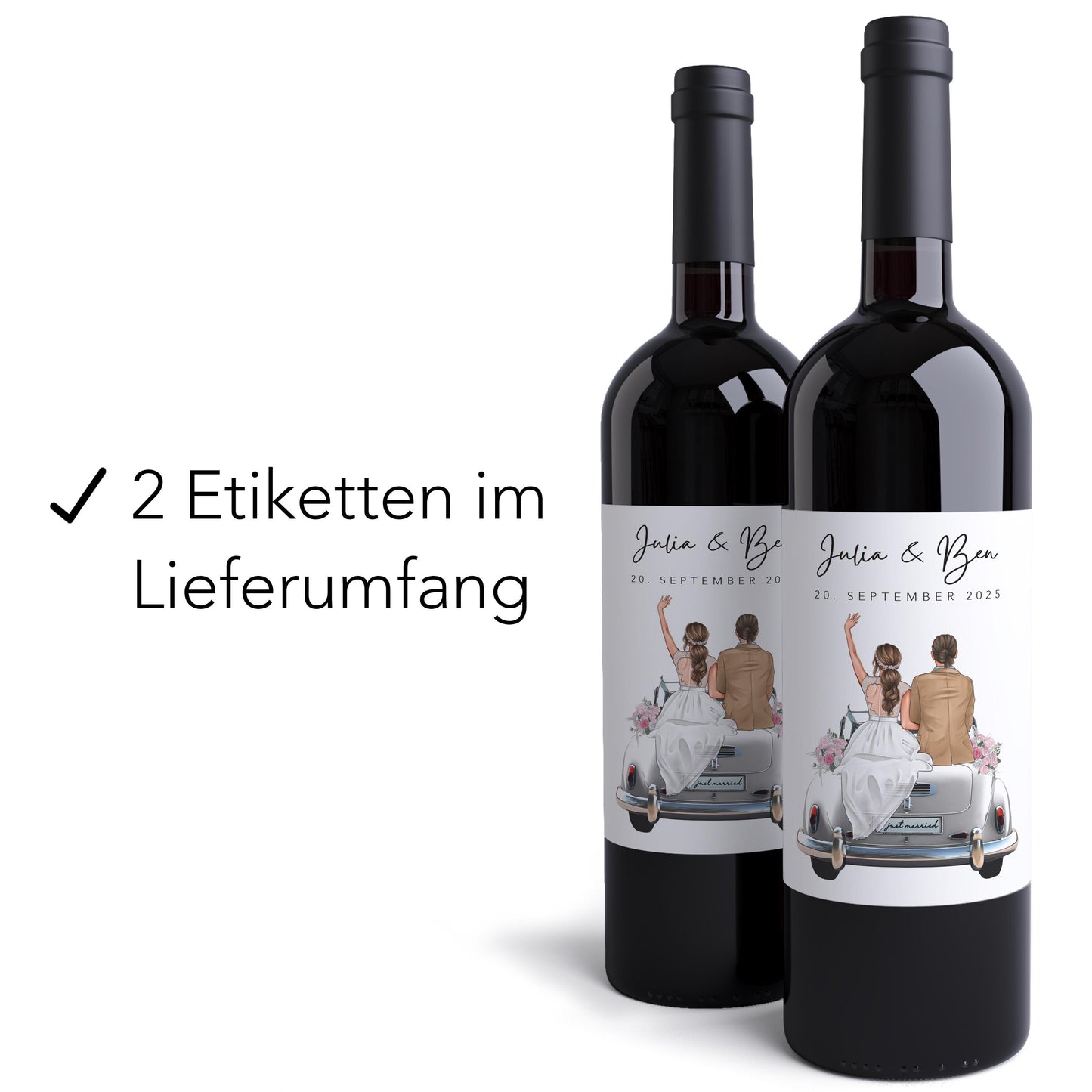 Weinetiketten Hochzeit personalisiert Hochzeitsgeschenk Brautpaar Geschenk Wein Flaschenetiketten Etiketten selbstklebend 2 Stück | 10x12 cm