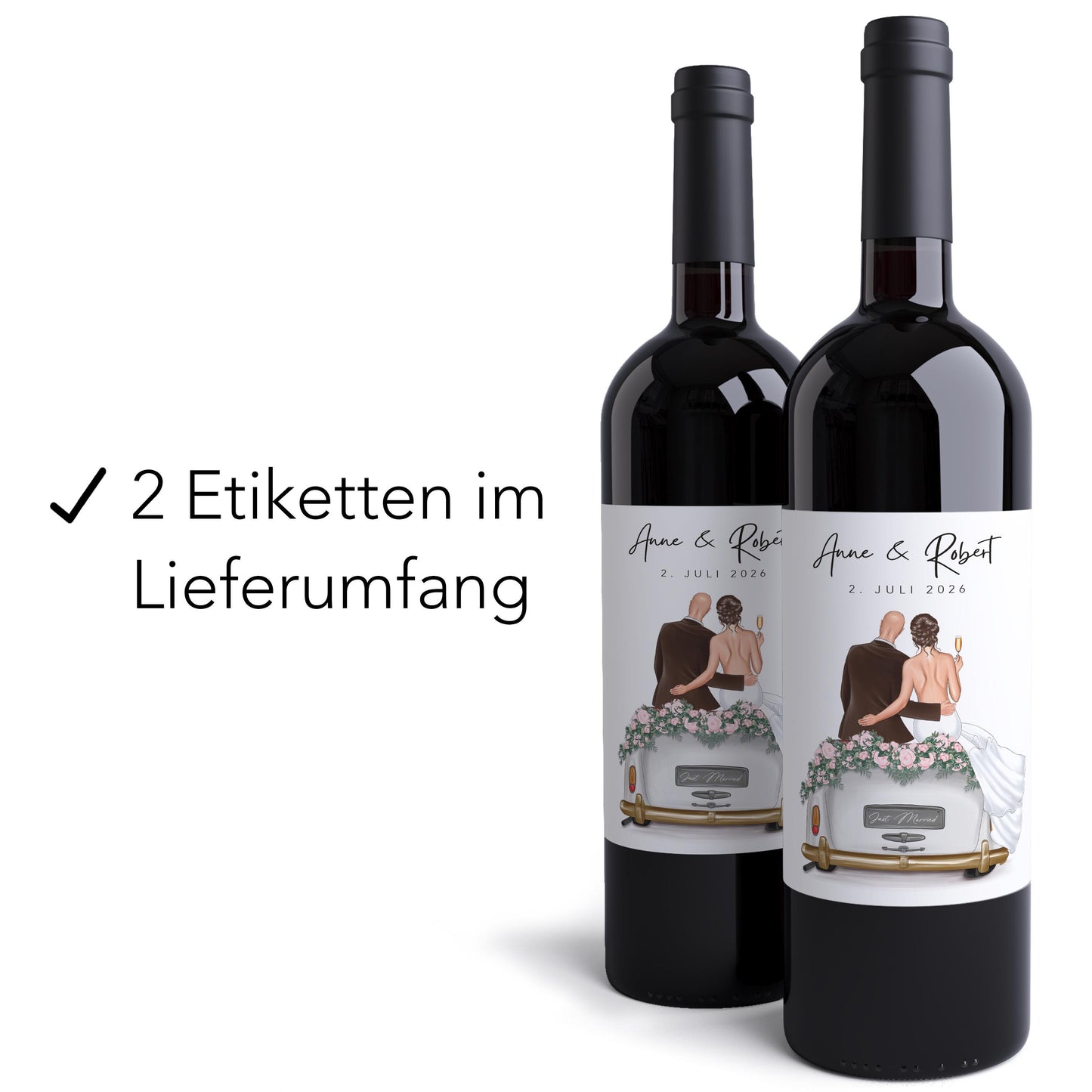 Weinetiketten Hochzeit personalisiert Hochzeitsgeschenk Brautpaar Geschenk Wein Flaschenetiketten Etiketten selbstklebend 2 Stück | 10x12 cm