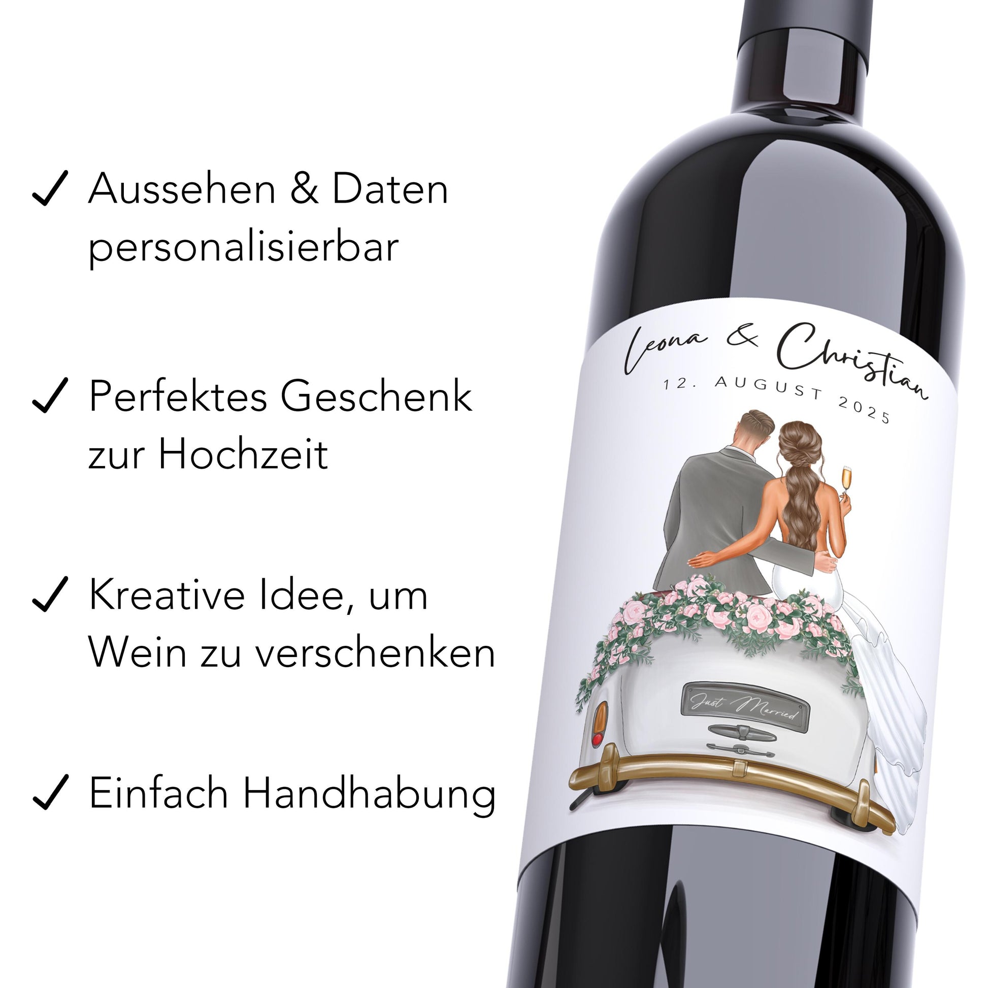 Weinetiketten Hochzeit personalisiert Hochzeitsgeschenk Brautpaar Geschenk Wein Flaschenetiketten Etiketten selbstklebend 2 Stück | 10x12 cm