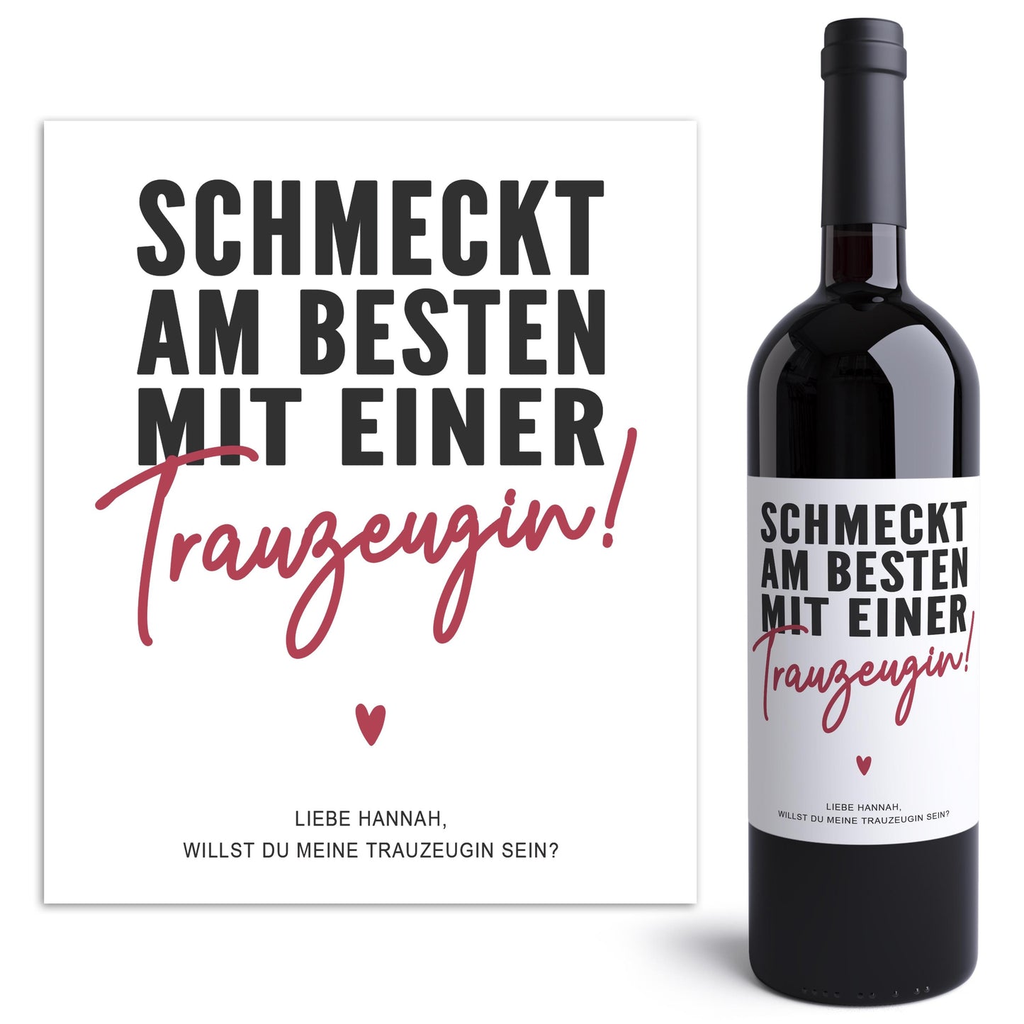 Willst du meine Trauzeugin sein Flaschenetikett personalisiert Trauzeugen fragen Geschenk Wein Etikett selbstklebend 2 Stück | 10x12 cm