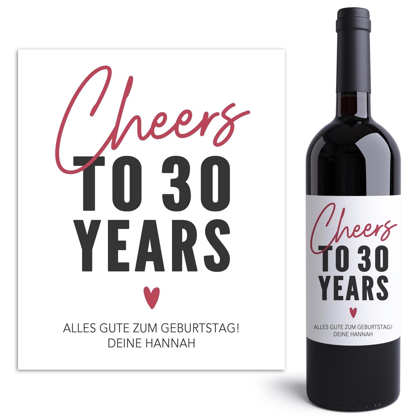 30. Geburtstag Weinetiketten personalisierte Flaschenetiketten Geburtstagsgeschenk Geschenk Wein Etiketten selbstklebend 2 Stück | 10x12 cm