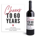 60. Geburtstag Weinetiketten personalisierte Flaschenetiketten Geburtstagsgeschenk Geschenk Wein Etiketten selbstklebend 2 Stück | 10x12 cm