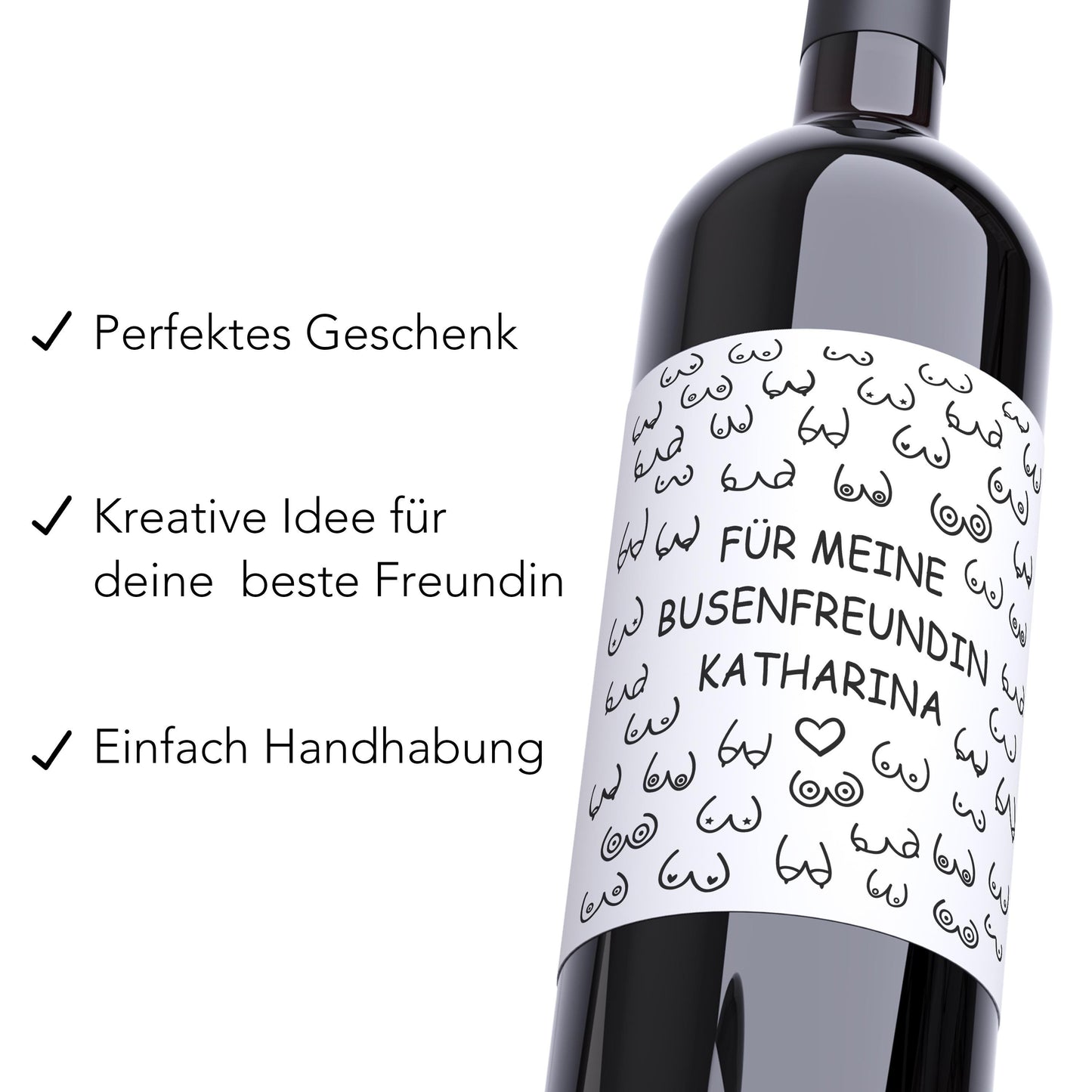 Busenfreundin Geschenk Flaschenetikett personalisiert Weinetiketten beste Freundin Geschenk Wein Etiketten selbstklebend 2 Stück | 10x12 cm