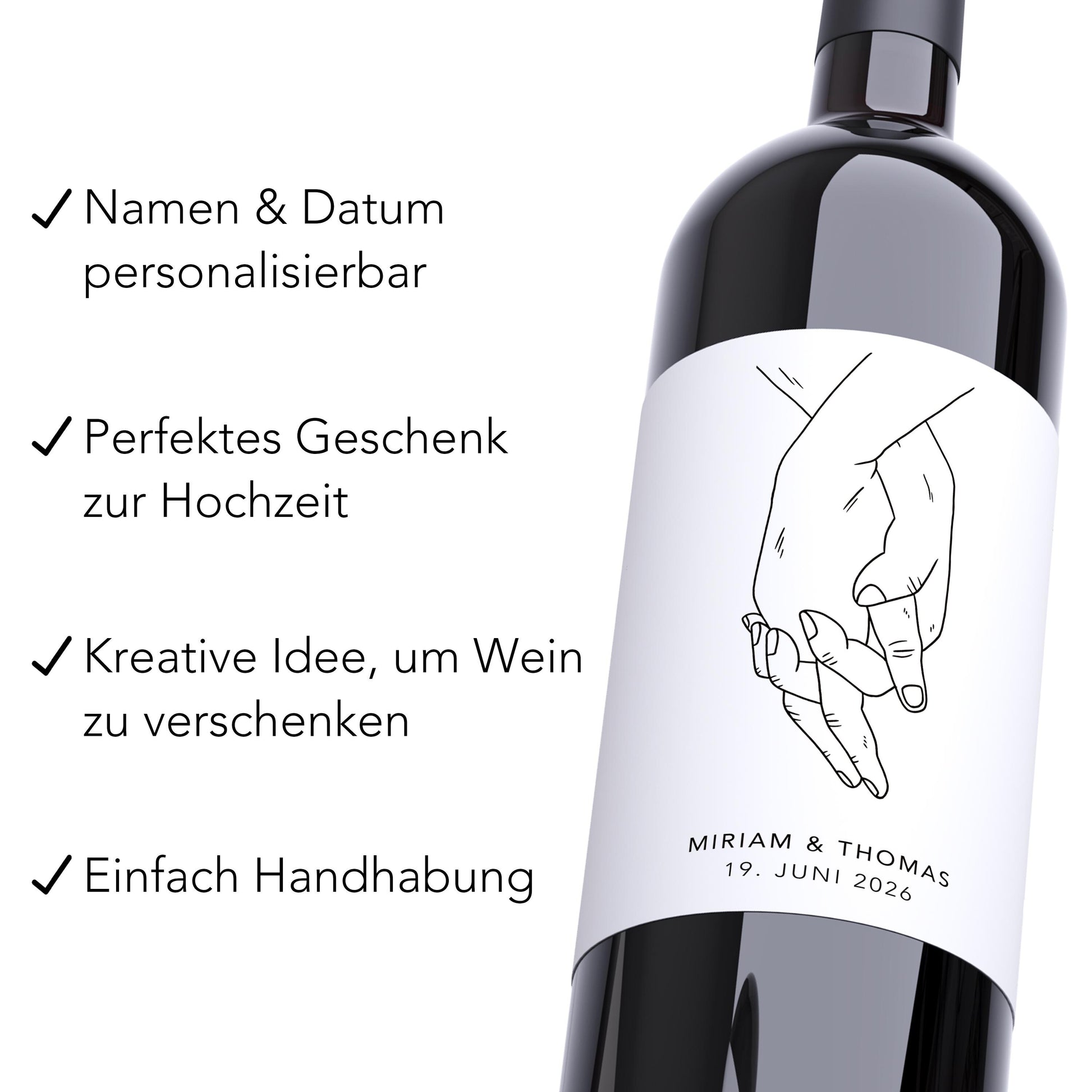 Flaschenetiketten Hochzeit personalisierte Weinetiketten Hochzeitsgeschenk Wein Geschenk Etiketten selbstklebend 2 Stück | 10x12 cm