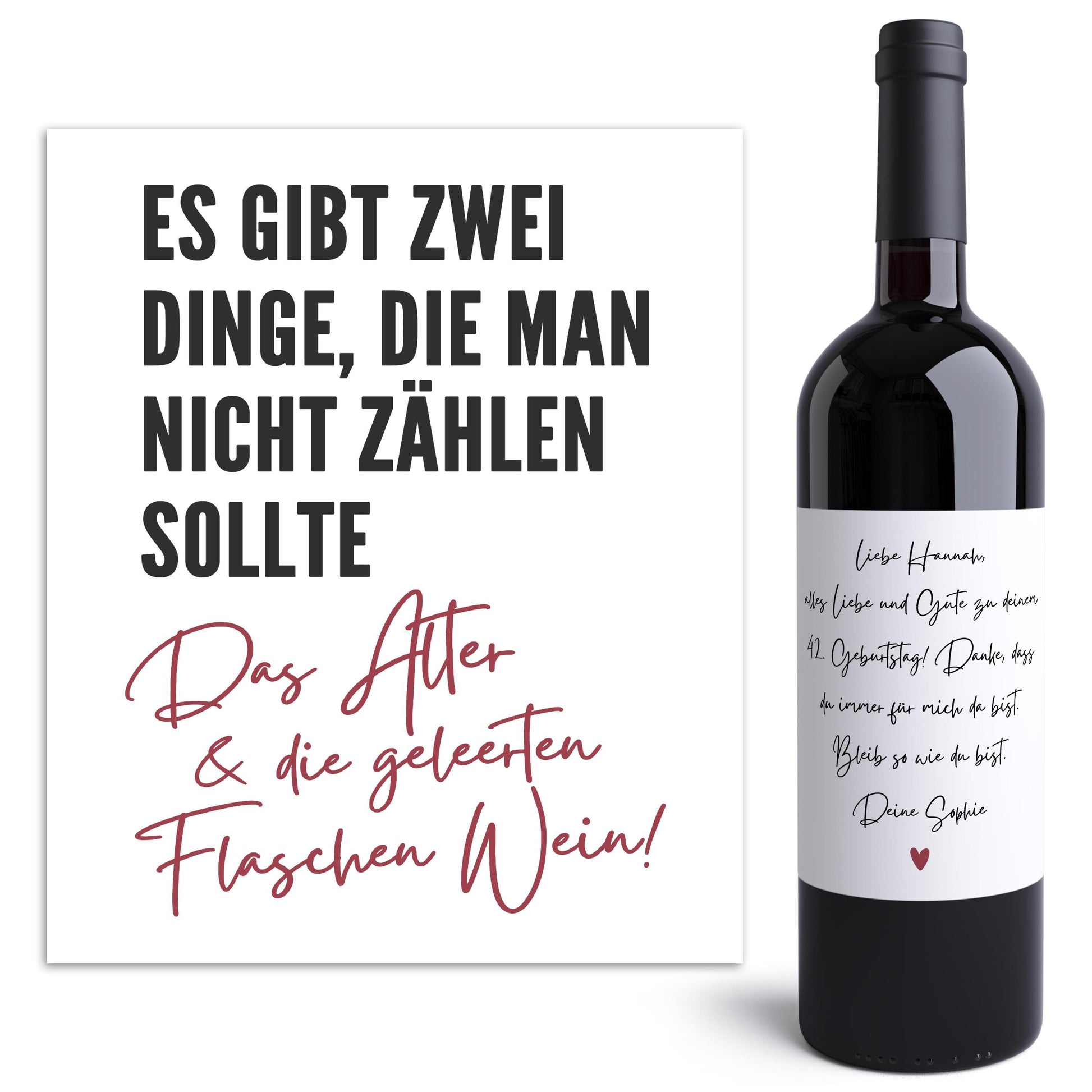 Geburtstag Weinetiketten personalisierte Flaschenetiketten Geburtstagsgeschenk Geschenk Wein Etiketten selbstklebend 2 Stück | 10x12 cm