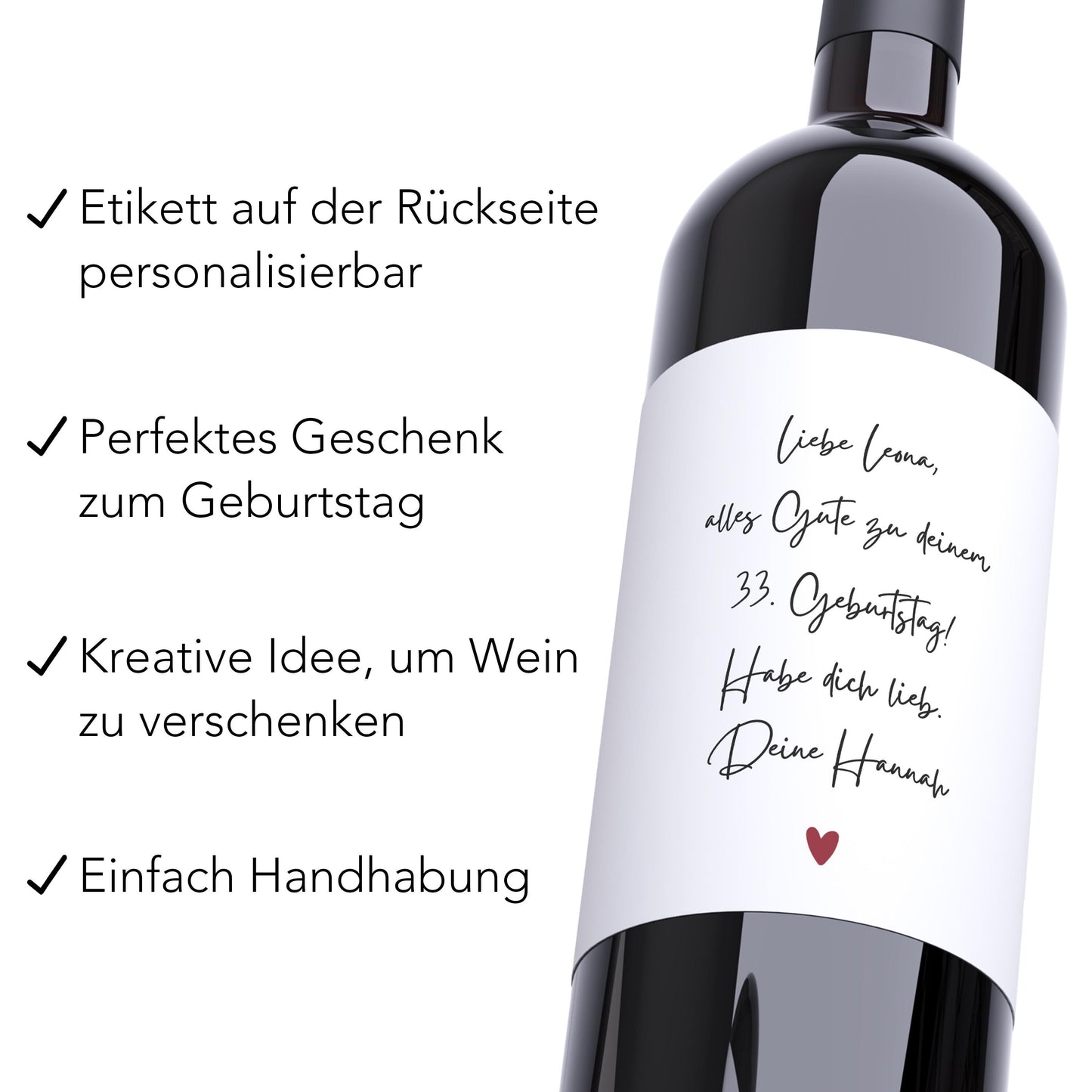 Geburtstag Weinetiketten personalisierte Flaschenetiketten Geburtstagsgeschenk Geschenk Wein Etiketten selbstklebend 2 Stück | 10x12 cm