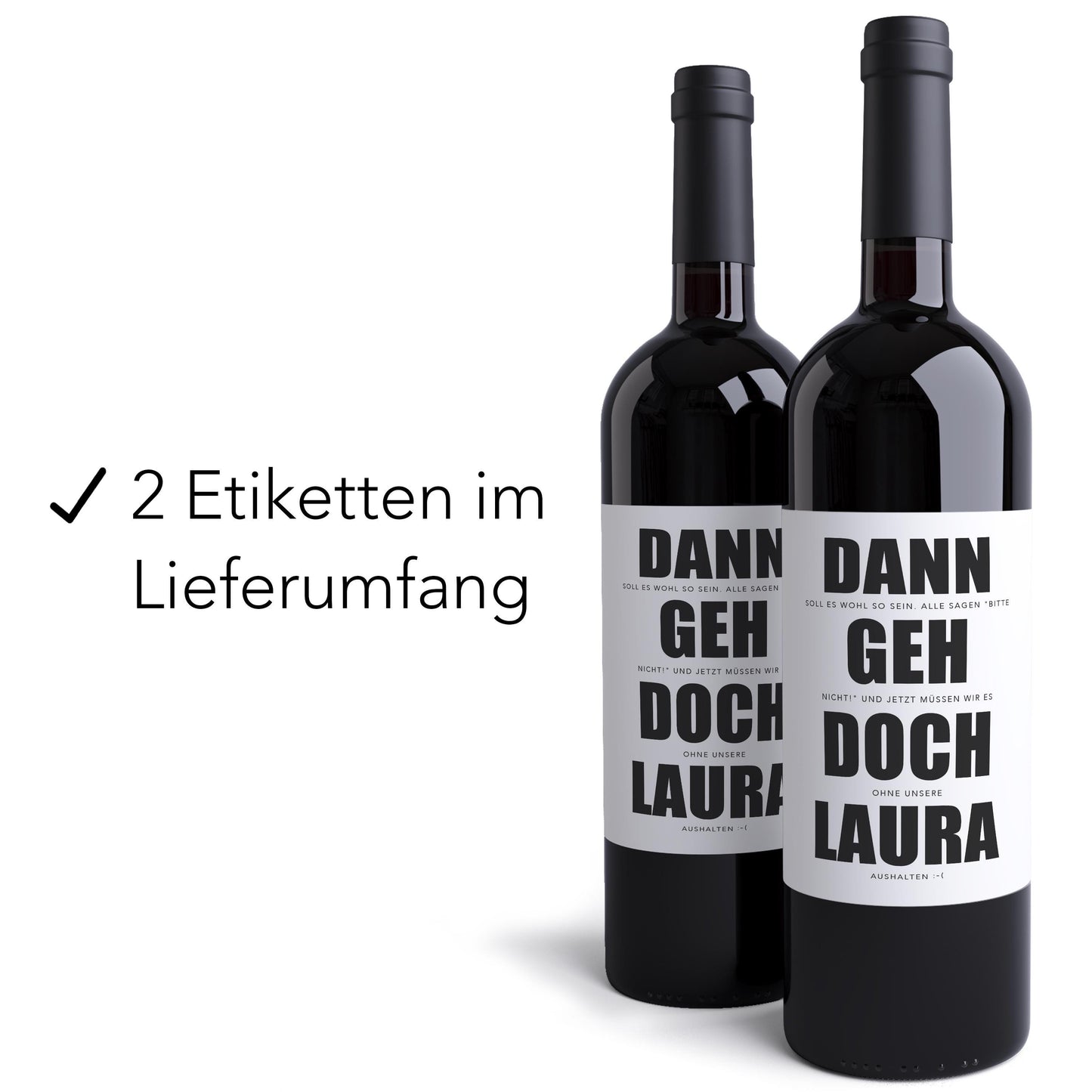 Dann geh doch Abschiedsgeschenk Kollegen Weinetiketten personalisiert Kollegin Abschied Jobwechsel Geschenk Etiketten 2 Stk | 10x12 cm