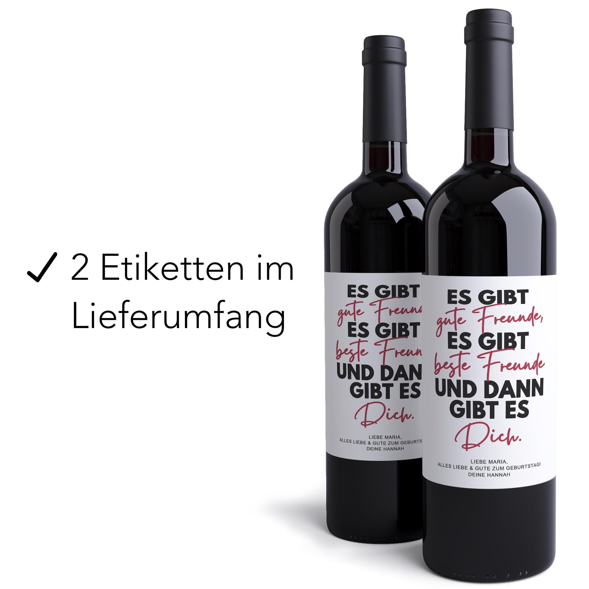 Beste Freundin Geschenk Geburtstag Weinetiketten personalisierte Flaschenetiketten Wein Etiketten selbstklebend 2 Stück | 10x12 cm