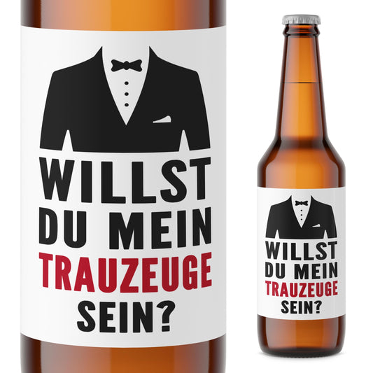 Willst du mein Trauzeuge sein Bierflaschen Etikett Trauzeuge fragen Geschenk Bier Etiketten selbstklebend 2 Stück | 9x9 cm