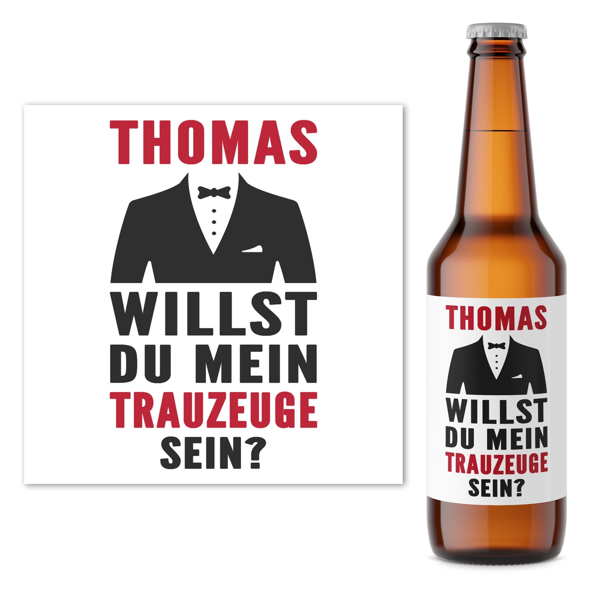 Willst du mein Trauzeuge sein personalisiert Bierflaschen Etikett Trauzeuge fragen Geschenk Etiketten selbstklebend 2 Stück | 9x9 cm