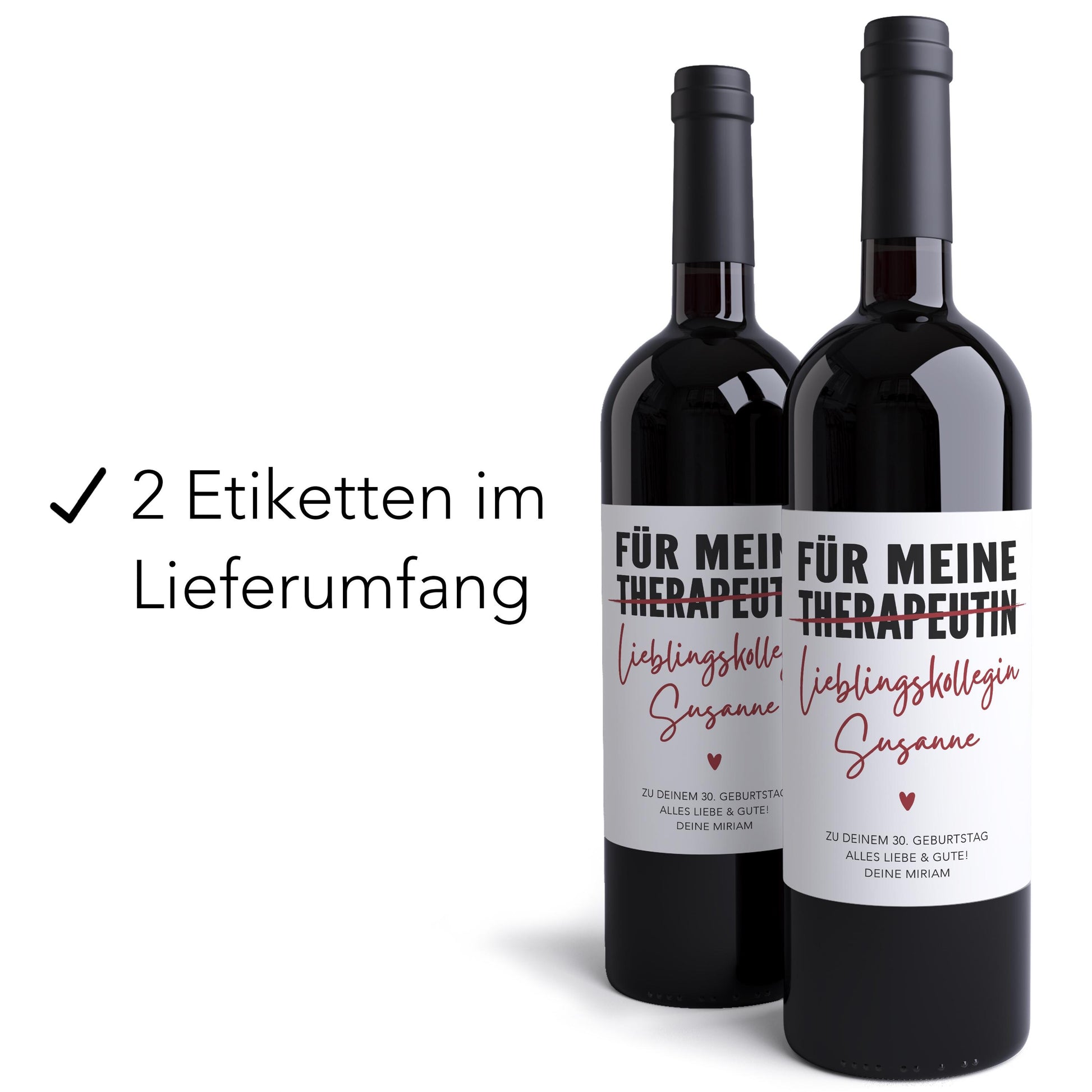 Kollegin Geschenk Lieblingskollegin Weinetiketten personalisiert Abschiedsgeschenk Wein Geschenk Abschied selbstklebend 2 Stück | 10x12 cm