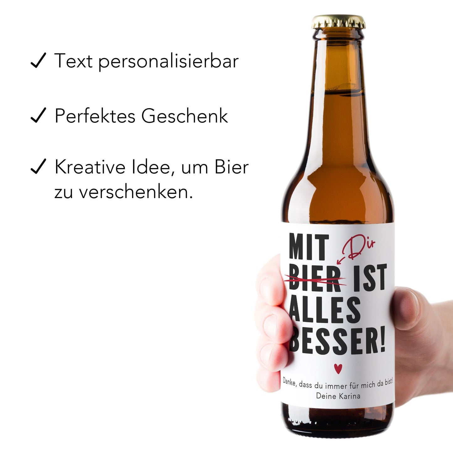 Bierflasche Etikett personalisiert Valentinstag Geschenk Geburtstag Freund Mann Flaschenetiketten selbstklebend 2 Stück | 9x9 cm