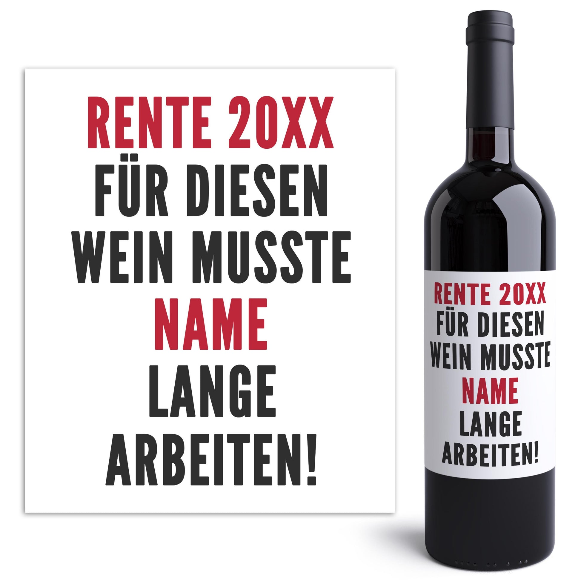 Rente Geschenk Mann Frau Weinetiketten personalisiert Flaschenetikett Bier Rentner Ruhestand selbstklebende Wein Etiketten 2 Stk. | 10x12 cm