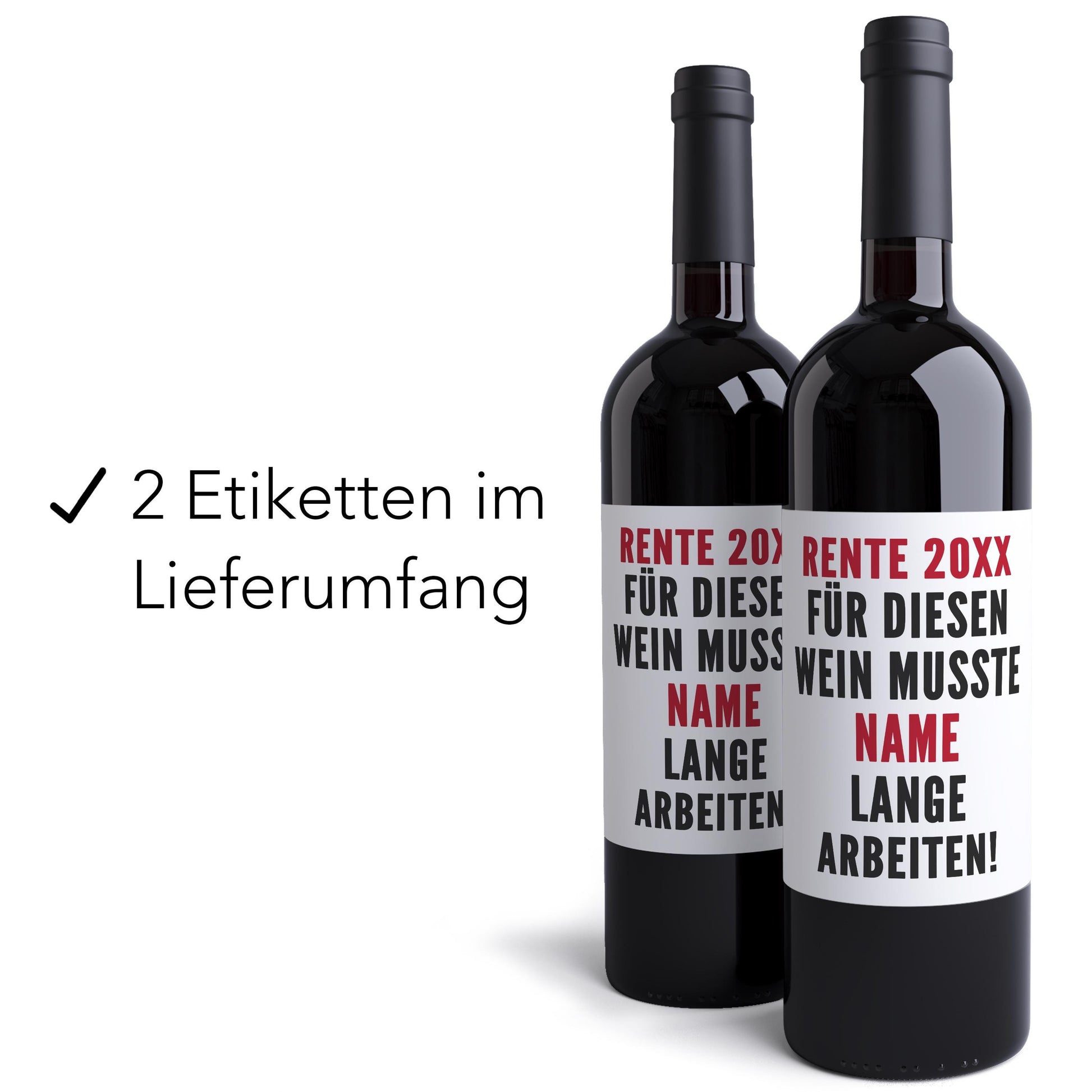 Rente Geschenk Mann Frau Weinetiketten personalisiert Flaschenetikett Bier Rentner Ruhestand selbstklebende Wein Etiketten 2 Stk. | 10x12 cm