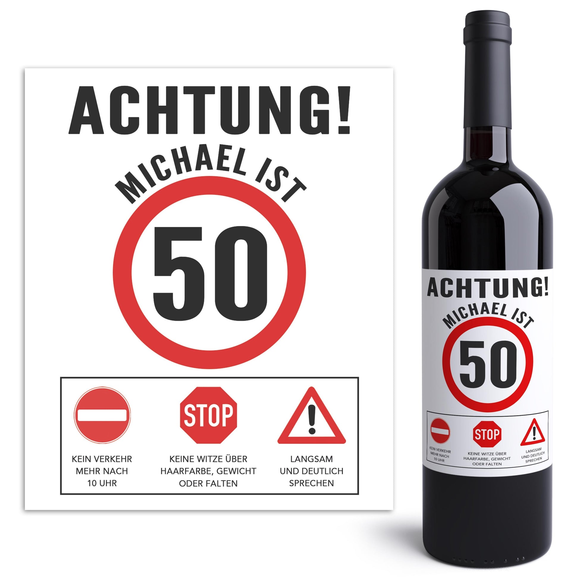 50. Geburtstag Flaschenetiketten personalisierte Weinetiketten Geburtstagsgeschenk Geschenk Wein Etiketten selbstklebend 2 Stück | 10x12 cm