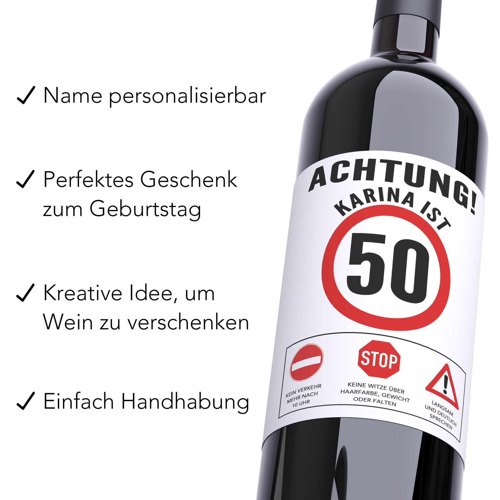 50. Geburtstag Flaschenetiketten personalisierte Weinetiketten Geburtstagsgeschenk Geschenk Wein Etiketten selbstklebend 2 Stück | 10x12 cm